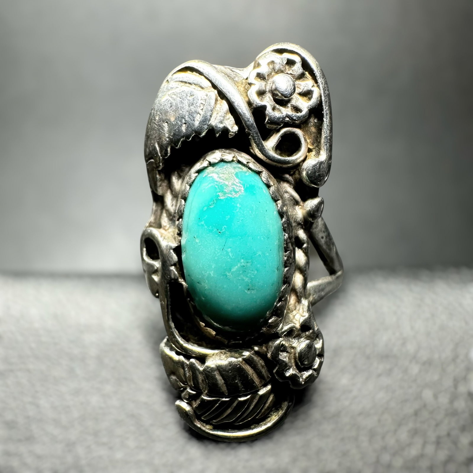 Sz2.5/3g Native American Sterling Silver Sleeping Beauty Turquoise Ring (1 of 8)