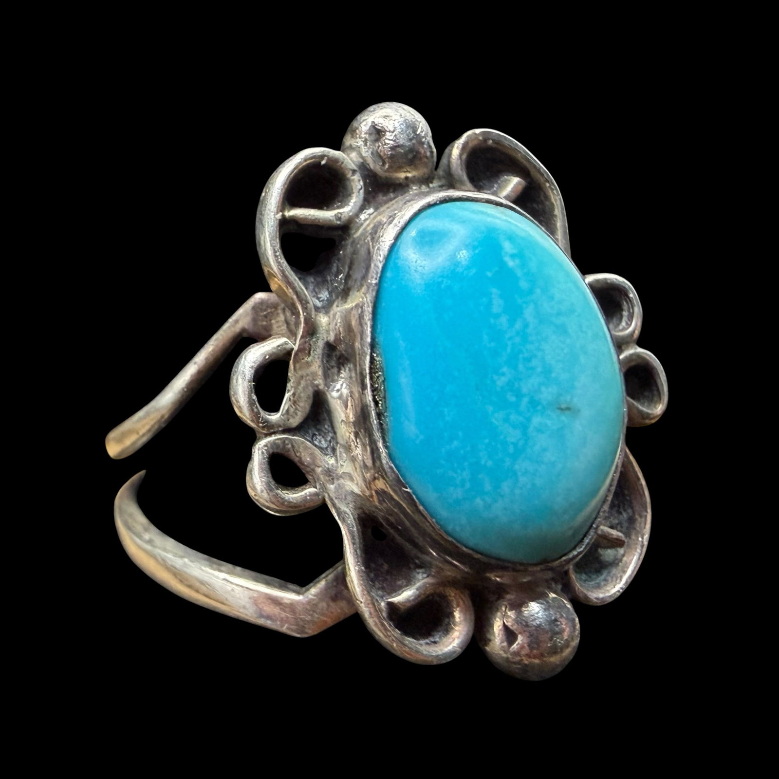 Native American Sterling Silver Turquoise Ring Signed Sz 6.5 4.39g 925: Maker: Marked as shown, unknown. RN or RW? / Material: Sterling Silver. / Stone: Turquoise. / Size: 6.5. Face measures 3/4” x 5/8”. / Weight: 4.39 grams. / Condition: Excellent, ready to w