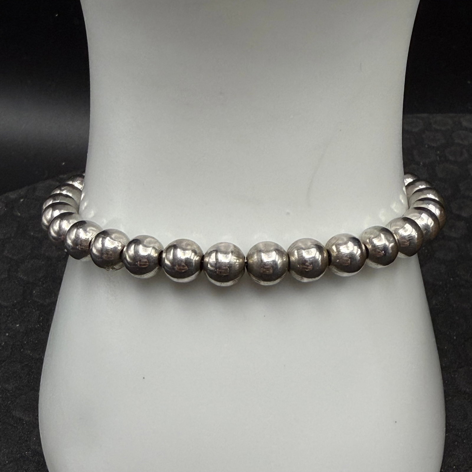 Vintage Sterling Silver Pearl Bead Bracelet Italy 7.25” 4.88g 925 (1 of 10)