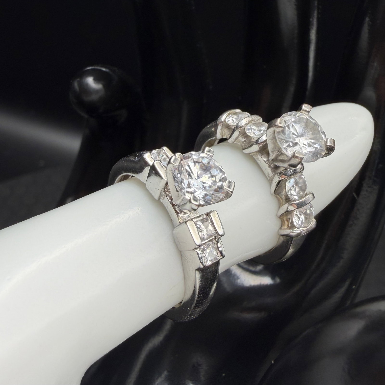 2 Sterling Silver CZ Engagement Rings VG 8.00g 925 New Sz 7 7.25 Cubic Zirconia (1 of 12)