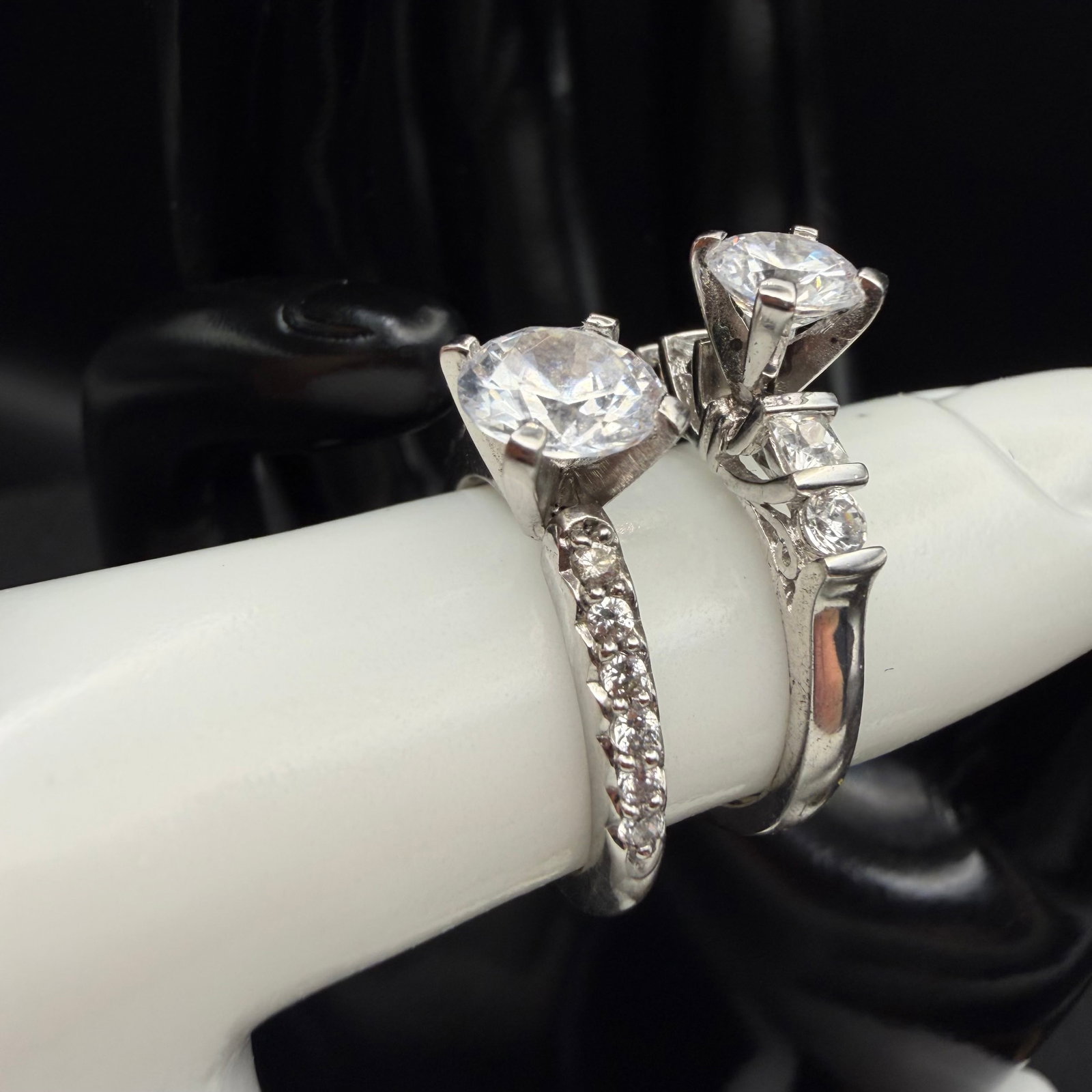 2 Sterling Silver CZ Engagement Rings Sz 7 6.92g 925 Cubic Zirconia New VG (1 of 12)