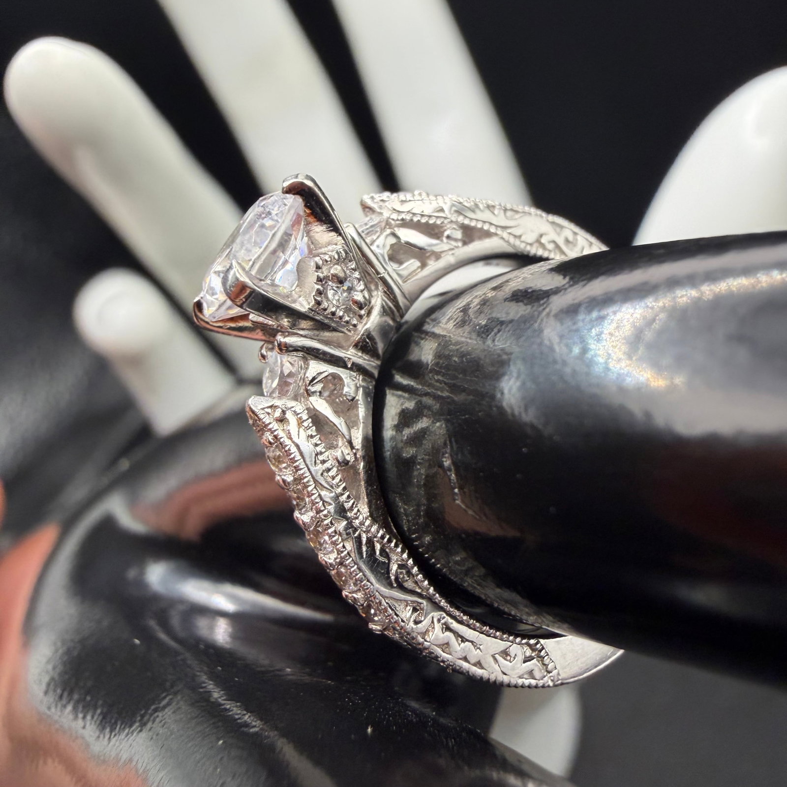 Sterling Silver CZ Engagement Wedding Ring Sz 7 4.42g 925 New Cubic Zirconia: Maker: Marked VG. / Material: Sterling Silver. / Stone: CZ, Cubic Zirconia. / Size: 7. / Weight: 4.42 grams. / Condition: Great, ready to enjoy! / Sold as is. Measurements are approximate. Please see 