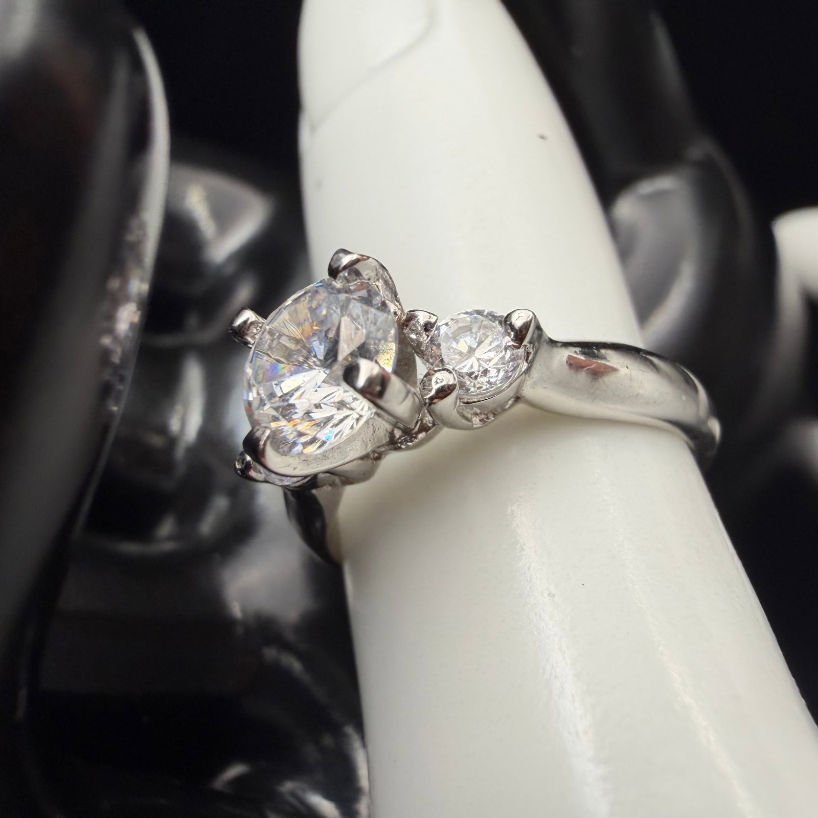 Sterling Silver CZ Engagement Wedding Ring Sz 7.25 3.88g 925 New Cubic Zirconia: Maker: Marked VG. / Material: Sterling Silver. / Stone: CZ, Cubic Zirconia. / Size: 7.25. / Weight: 3.88 grams. / Condition: Great, ready to enjoy! / Sold as is. Measurements are approximate. Please s