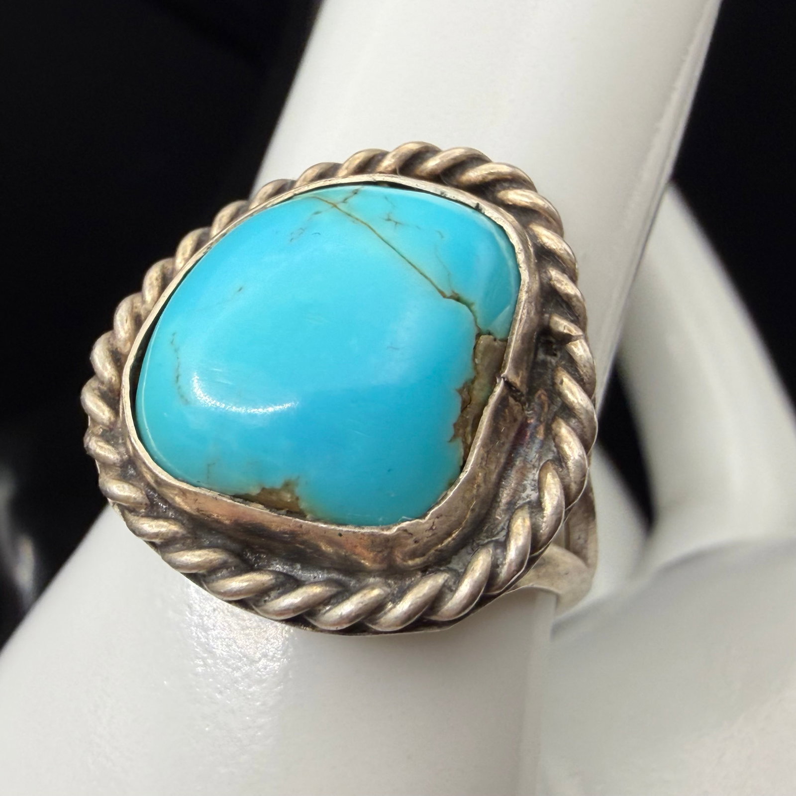 Vintage Sterling Silver Native American Turquoise Old Pawn Ring Sz 9 4.53g 925 (1 of 10)