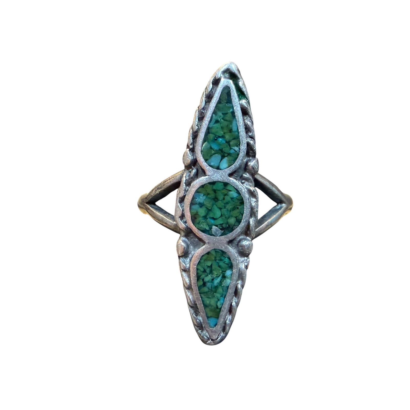 Vintage Sterling Silver Native American Turquoise Old Pawn Ring Sz 6 3.53g 925: Maker: Unmarked, likely Old Pawn. / Material: Sterling Silver. / Stone: Turquoise. / Size: 6. Face measures 1 1/8” x 5/16”. / Weight: 3.53 grams. / Condition: Great, ready to enjoy! / Sold