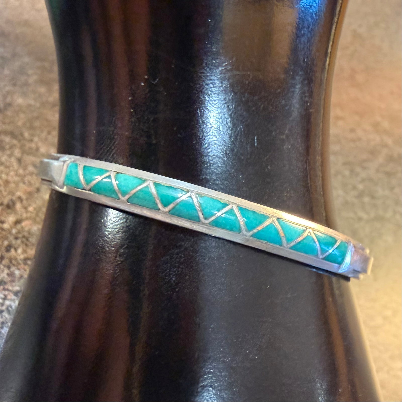 Vintage Sterling Silver Turquoise Cuff Bracelet Signed KML 5.9cm x 4.5cm Flex 8.76g 925: Maker: Mark shown, KML. Unknown. / Material: Sterling Silver. / Stone: Turquoise. / Size: Opening 5.9 cm x 4.5 cm with flex. / Weight: 8.76 grams. / Condition: Great, ready to enjoy! / Sold as is. Mea
