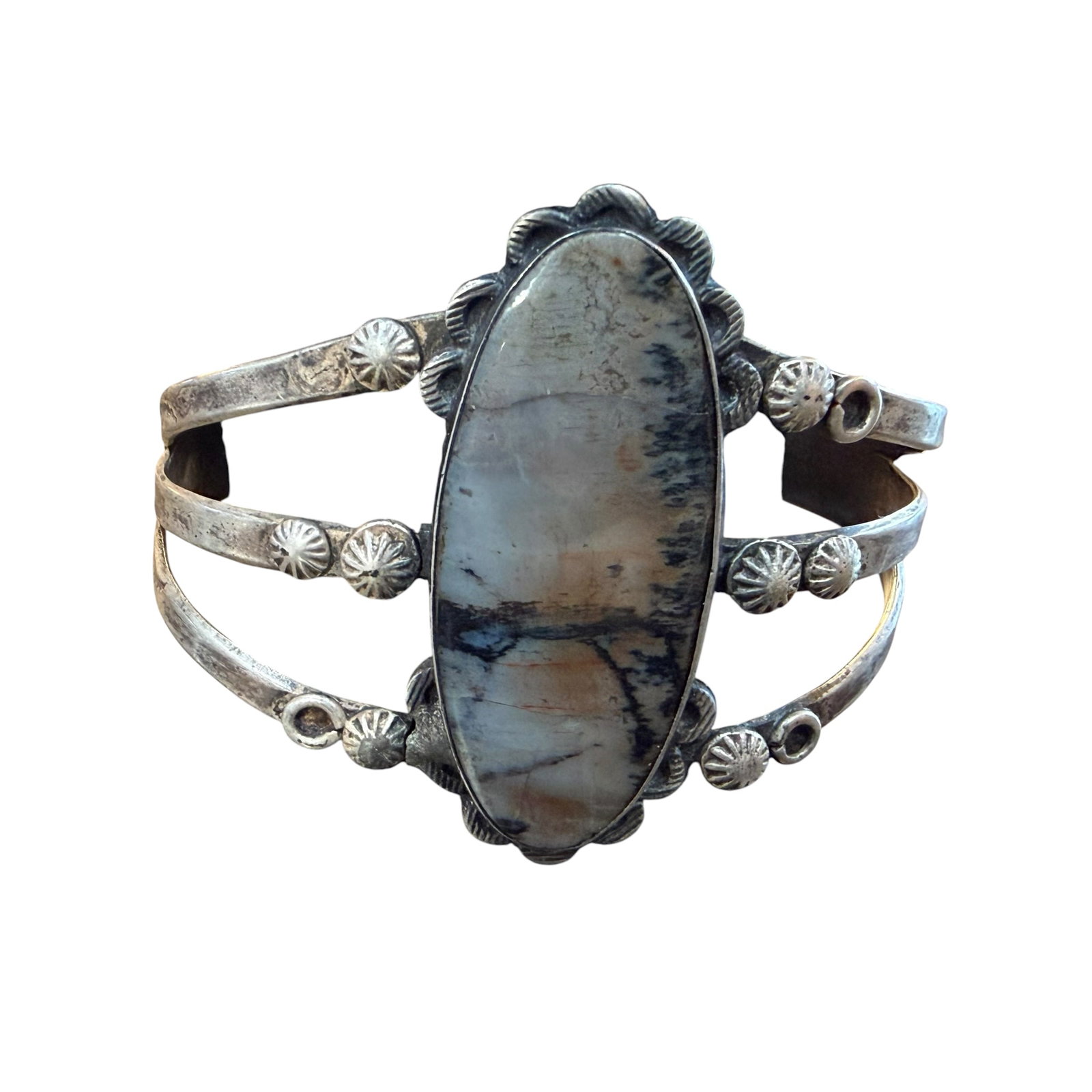 Vintage Native American Old Pawn Sterling Silver Agate Cuff Bracelet 6cm x 4cm 32.75g 925 (1 of 11)