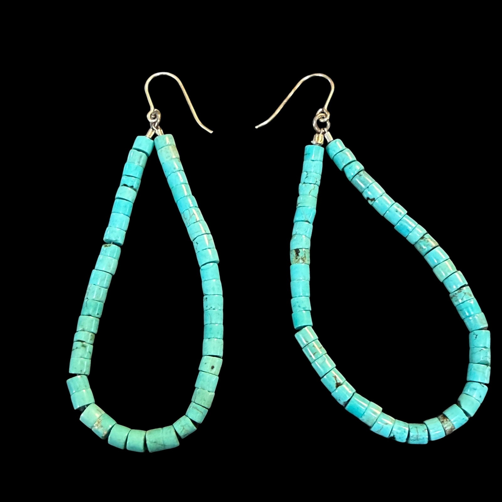 Vintage Native American Turquoise Bead Loop Earrings 2.75” (1 of 8)