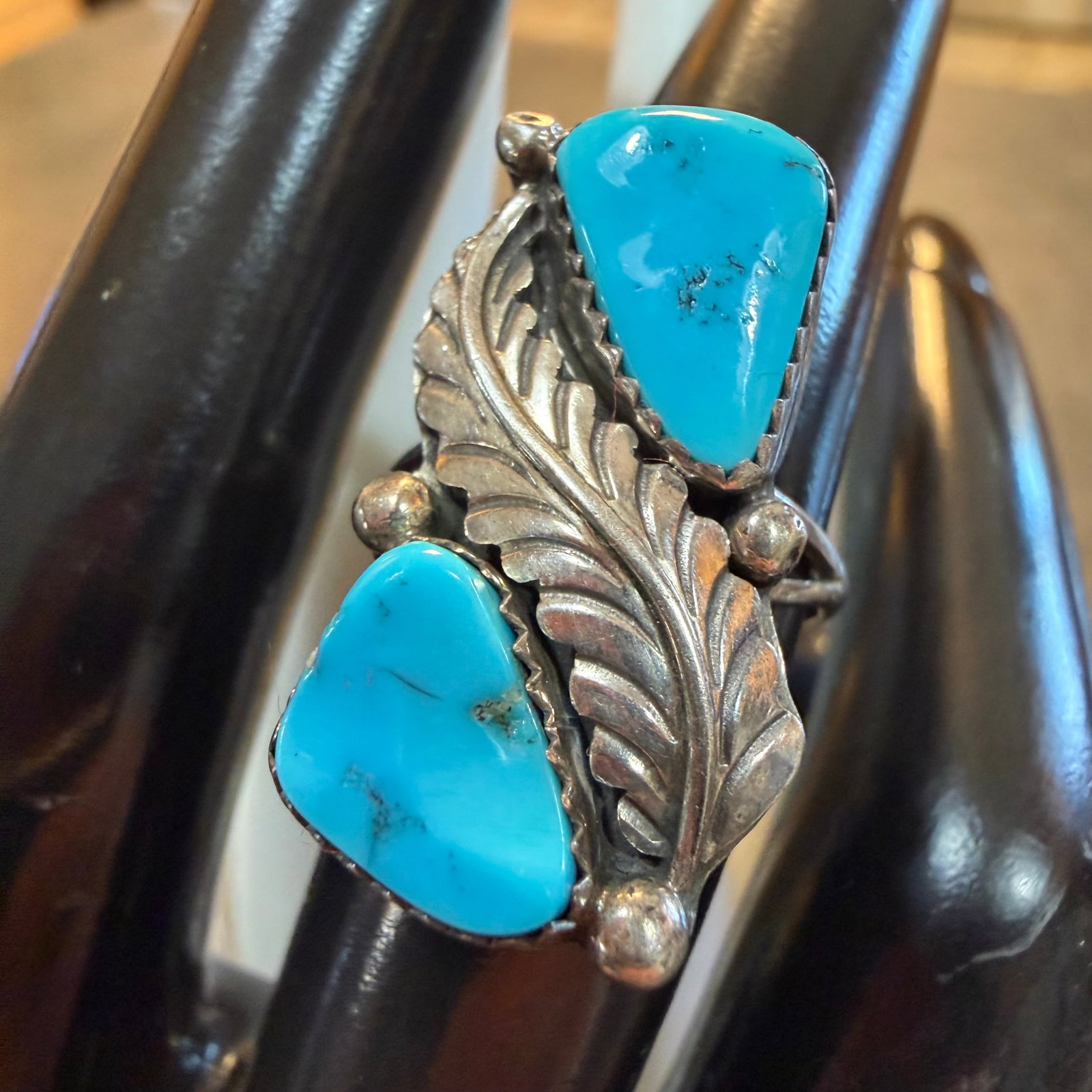 Vintage Native American Sterling Silver Turquoise Ring Sz 6.5 4.90g 925 Signed W: Maker: Signed W as shown, unknown. / Material: Sterling Silver. / Stone: Turquoise. / Size: 6.5. Face measures 1 1/16” x 5/8”. / Weight: 4.90 grams. / Condition: Great, ready to enjoy. / S