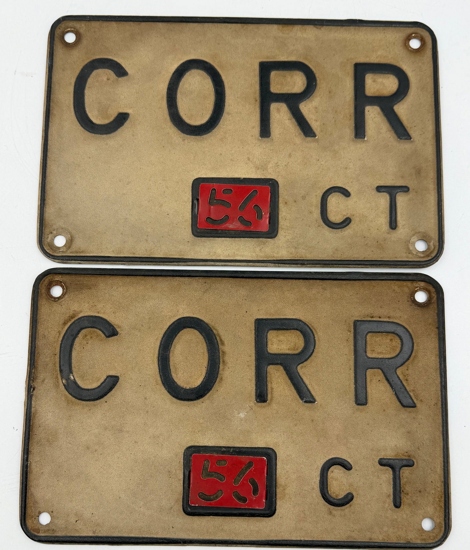 Pair of 1954 Connecticut Corr License Plates (1 of 4)