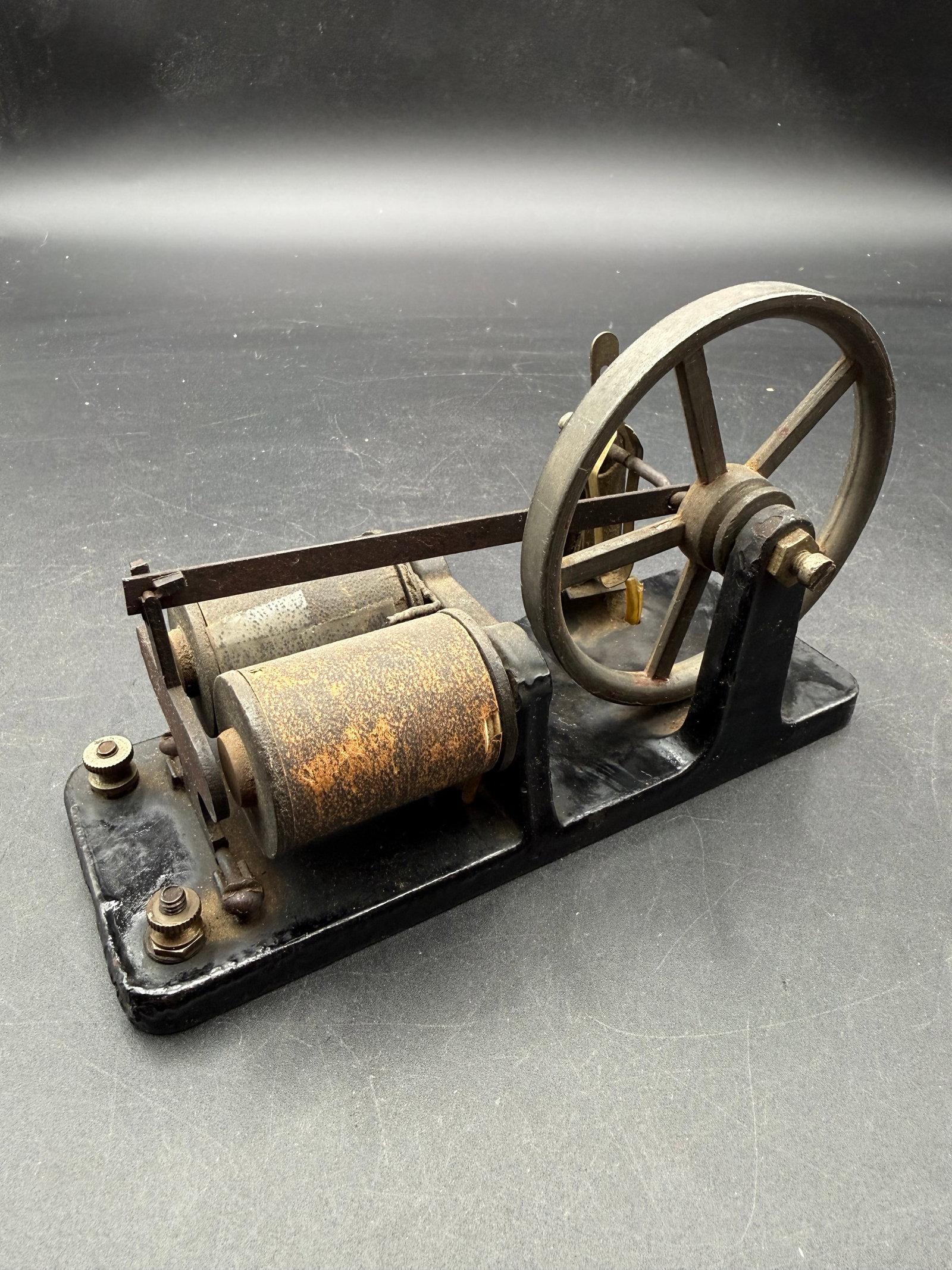 Vintage Electromagnet Engine: APPRX 2 1/2" X 6 5/8" X 4" Tall. Sold in untested condition