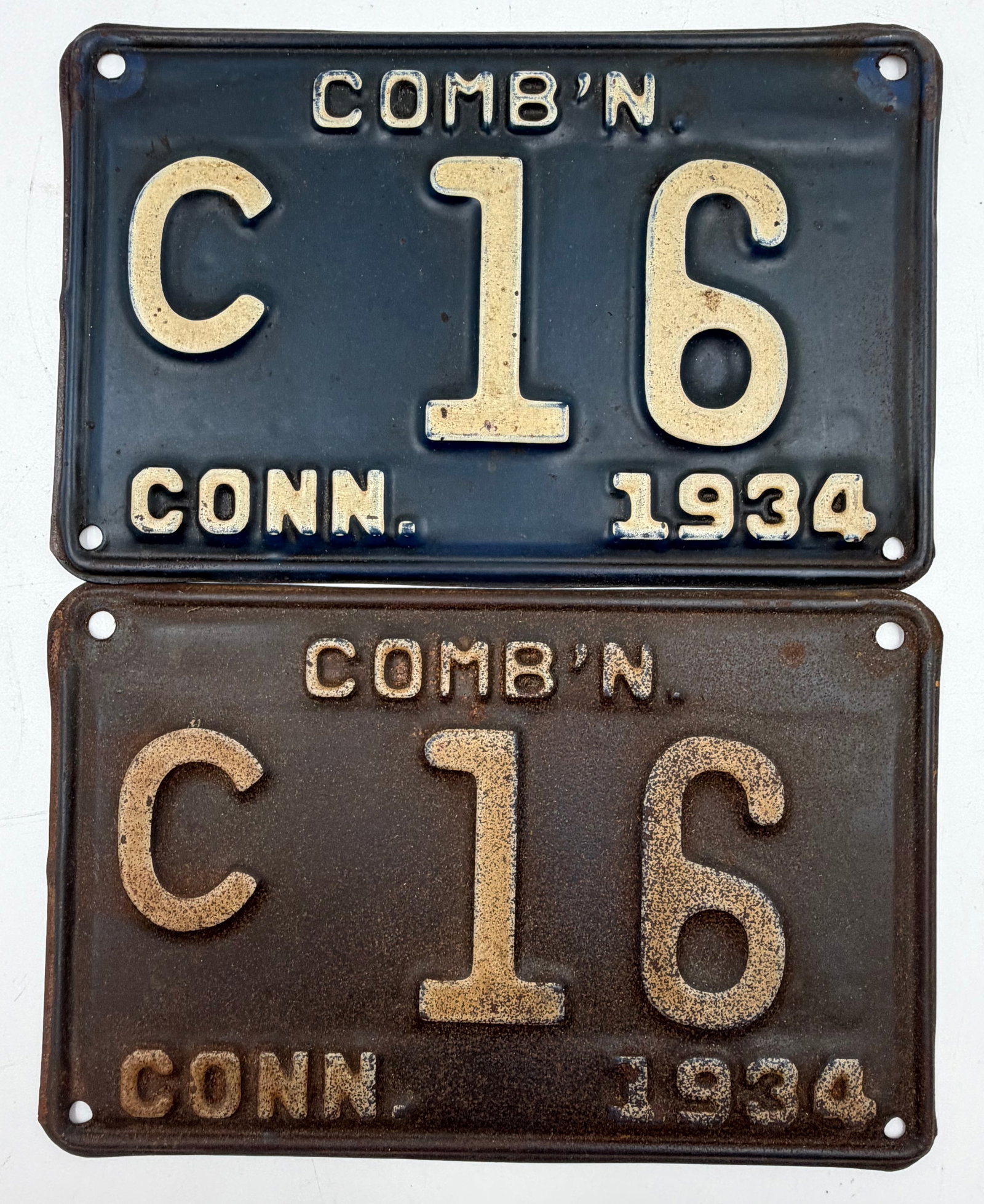 1934 Connecticut Combination License Plate Pair C16 (1 of 4)
