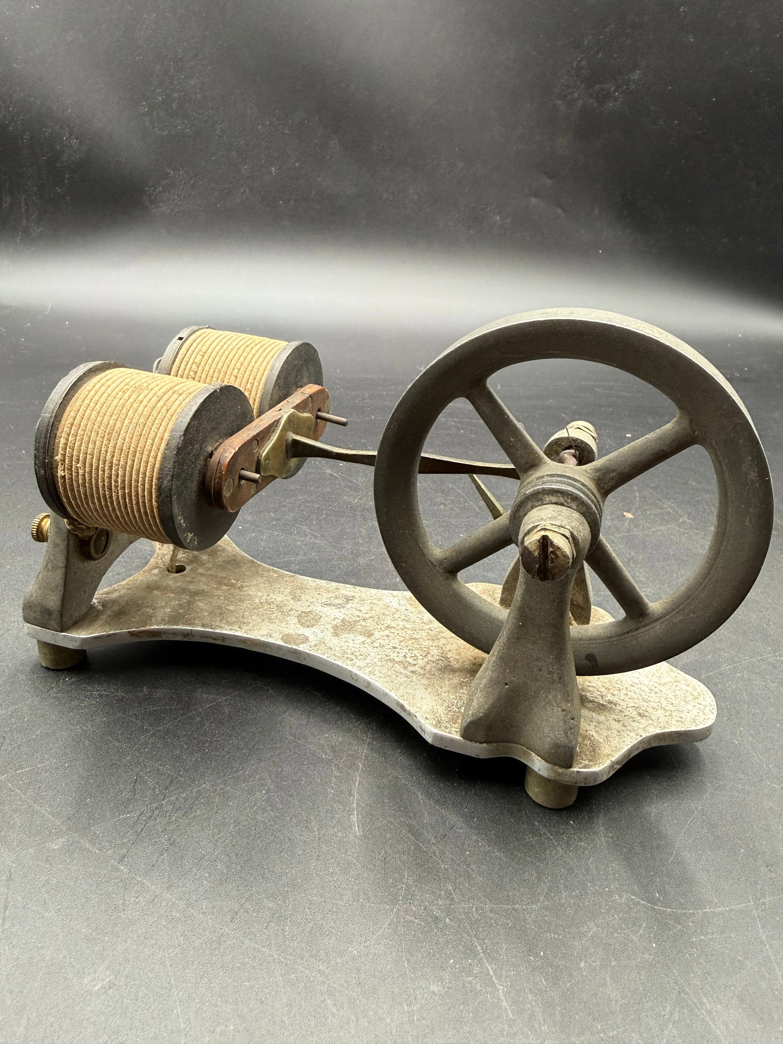 Vintage Electromagnet Engine: APPRX 4" X 7 1/2" X 4" Tall. Sold in untested condition
