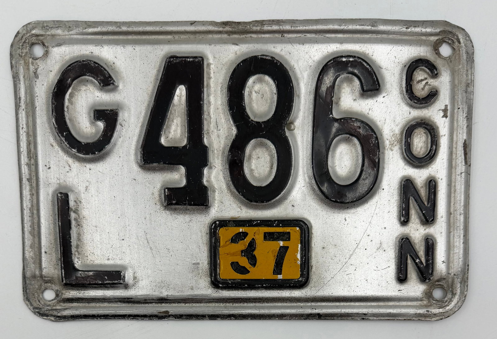 1937 Connecticut Motorcycle License Plate G486L (1 of 5)