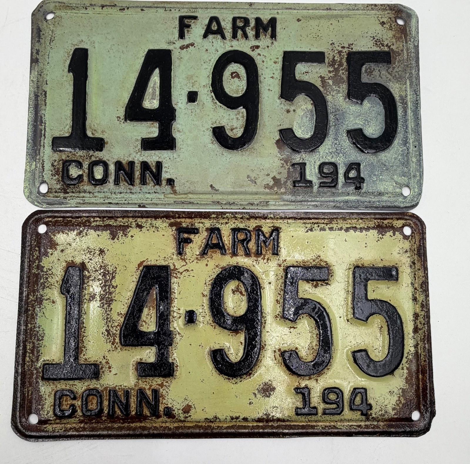 1940s Connecticut Farm License Plate Pair 14-955 (1 of 4)
