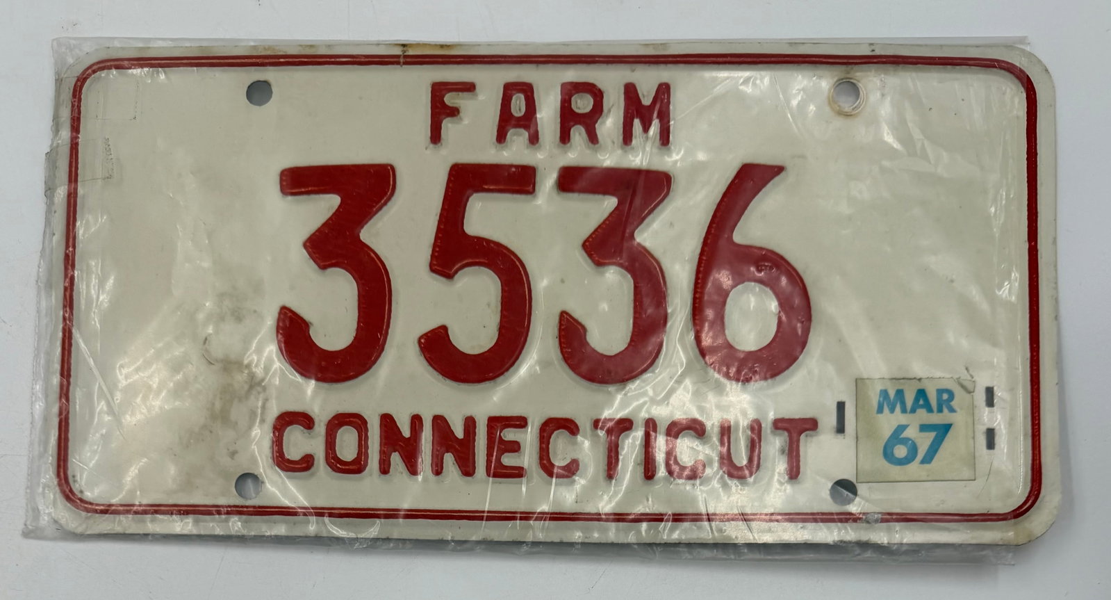 1967 Connecticut Farm License Plate 3536 (1 of 5)