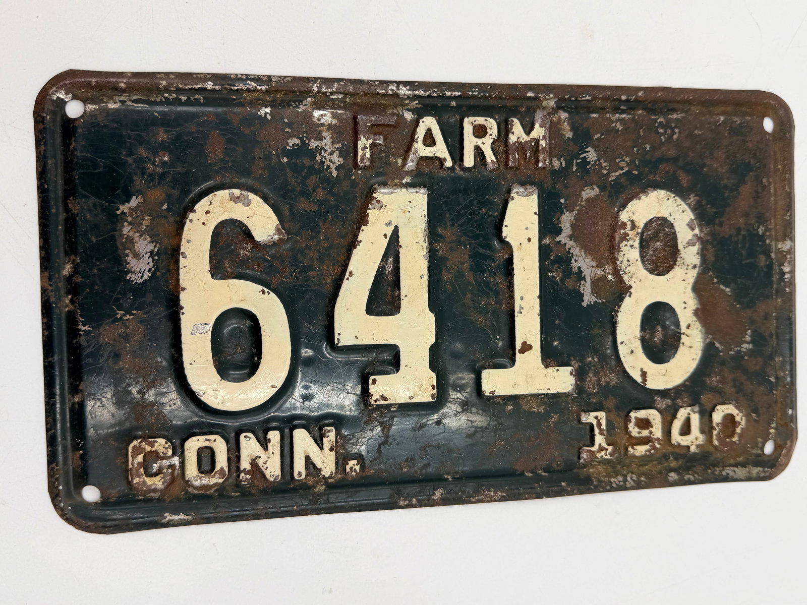1940 Connecticut Farm License Plate 6418 (1 of 5)