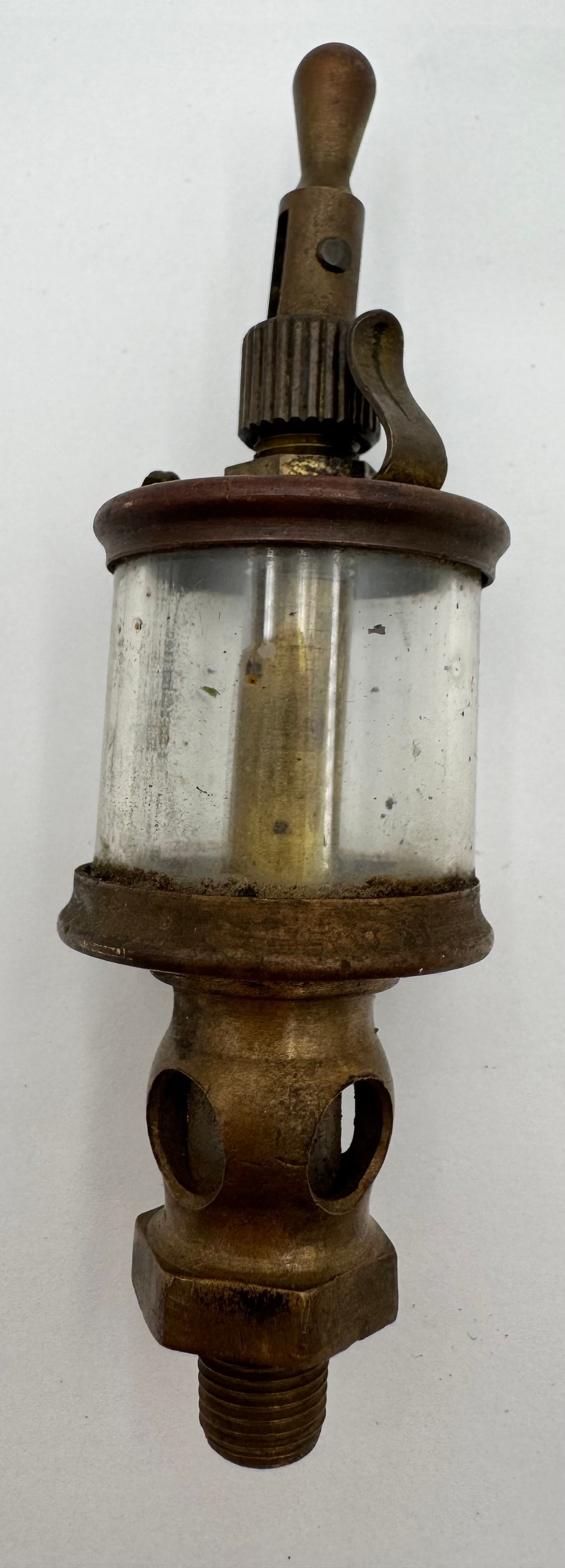 Antique Lunkenheimer Brass Steam Engine Oiler Lubricator Cincinnati Ohio Glass (1 of 6)