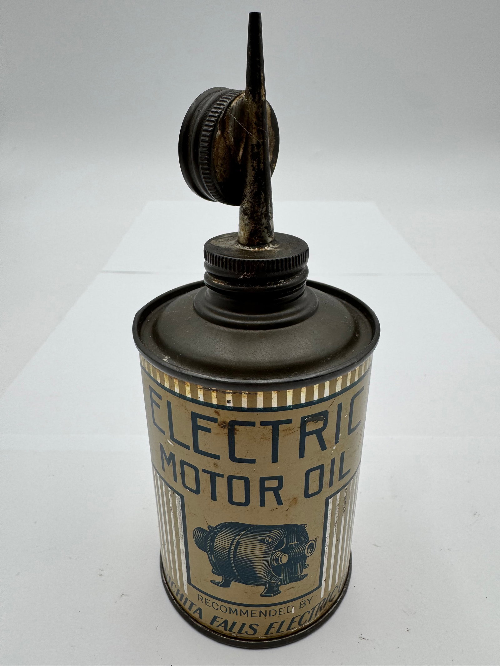 Vintage Electril Motor Oil Can Wichita Falls Electric Co Oiler Tin (1 of 4)