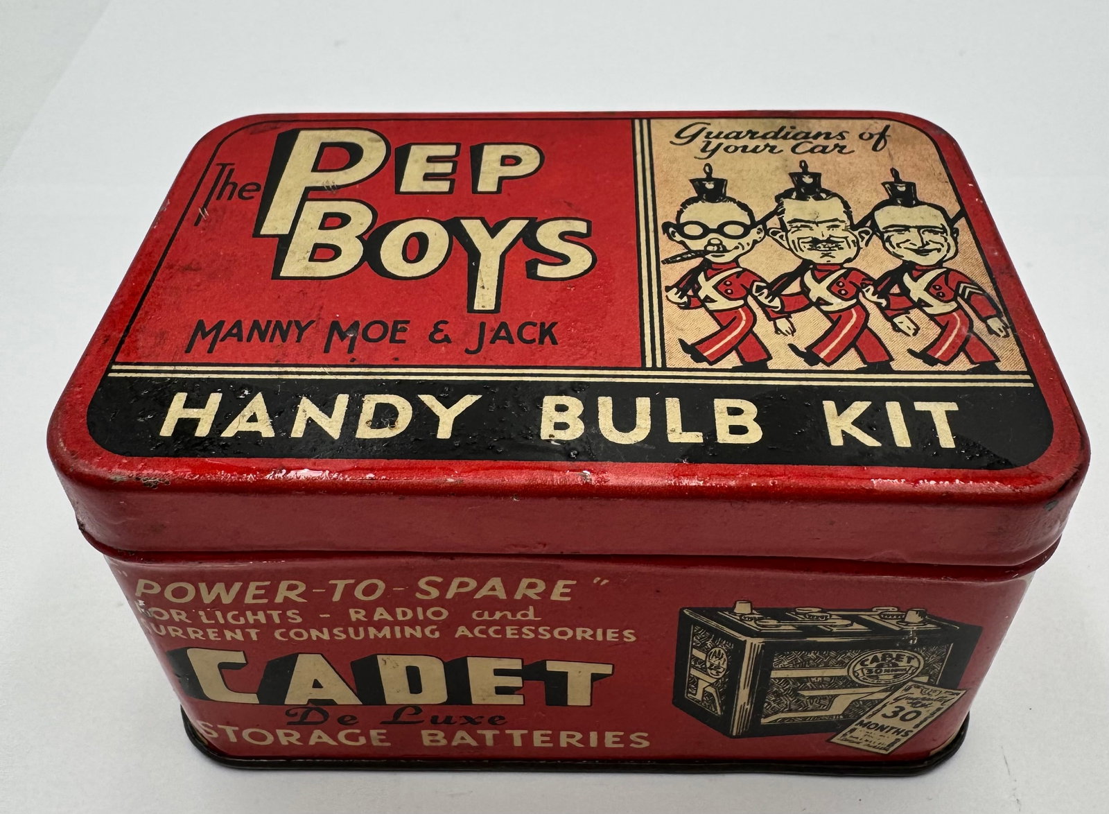 Vintage Pep Boys Handy Bulb Kit Tin Cornell Super Service Tires (1 of 5)