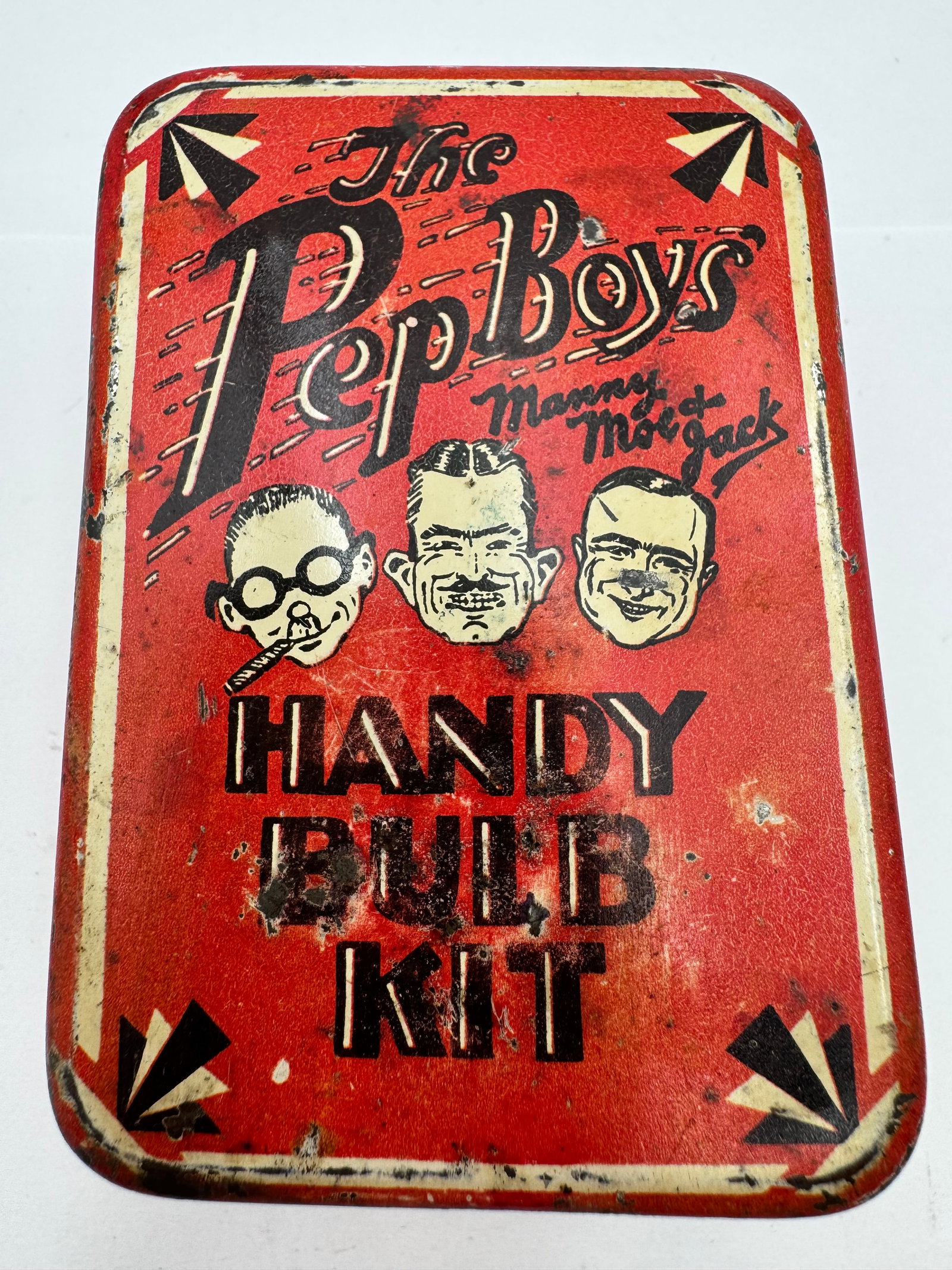 Vintage Pep Boys Handy Bulb Kit Tin Manny Moe Jack Auto Advertising (1 of 5)
