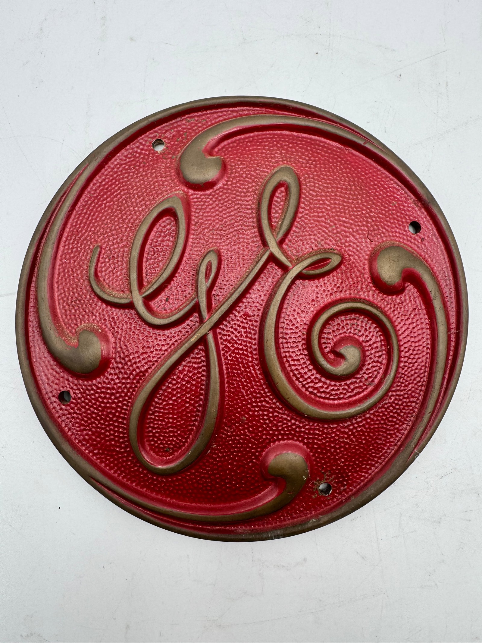 Vintage General Electric GE Brass Machine Emblem Plaque Sign Locomotive (1 of 4)