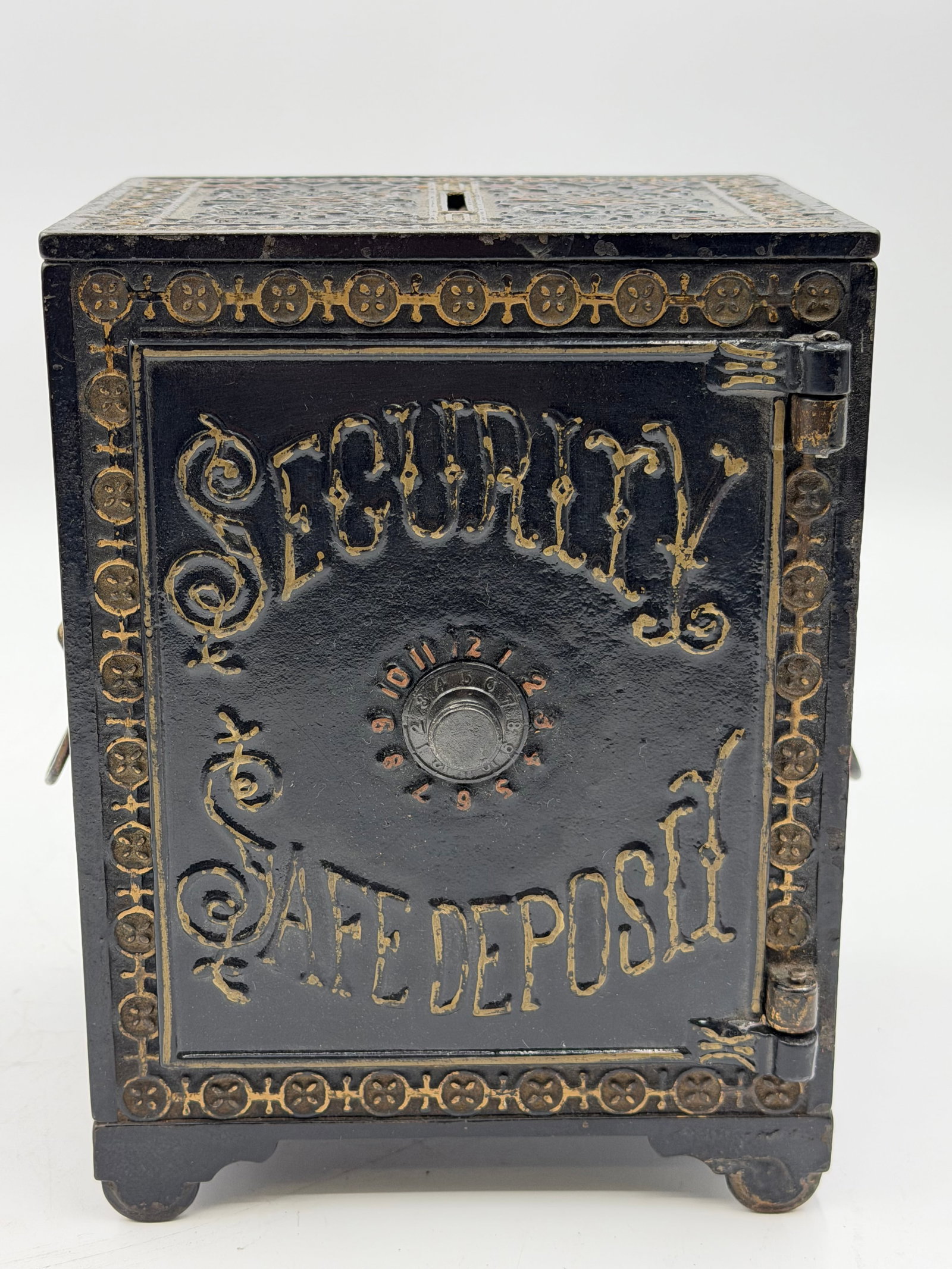 VINTAGE SECURITY SAFE DEPOSIT CAST IRON BANK (1 of 7)