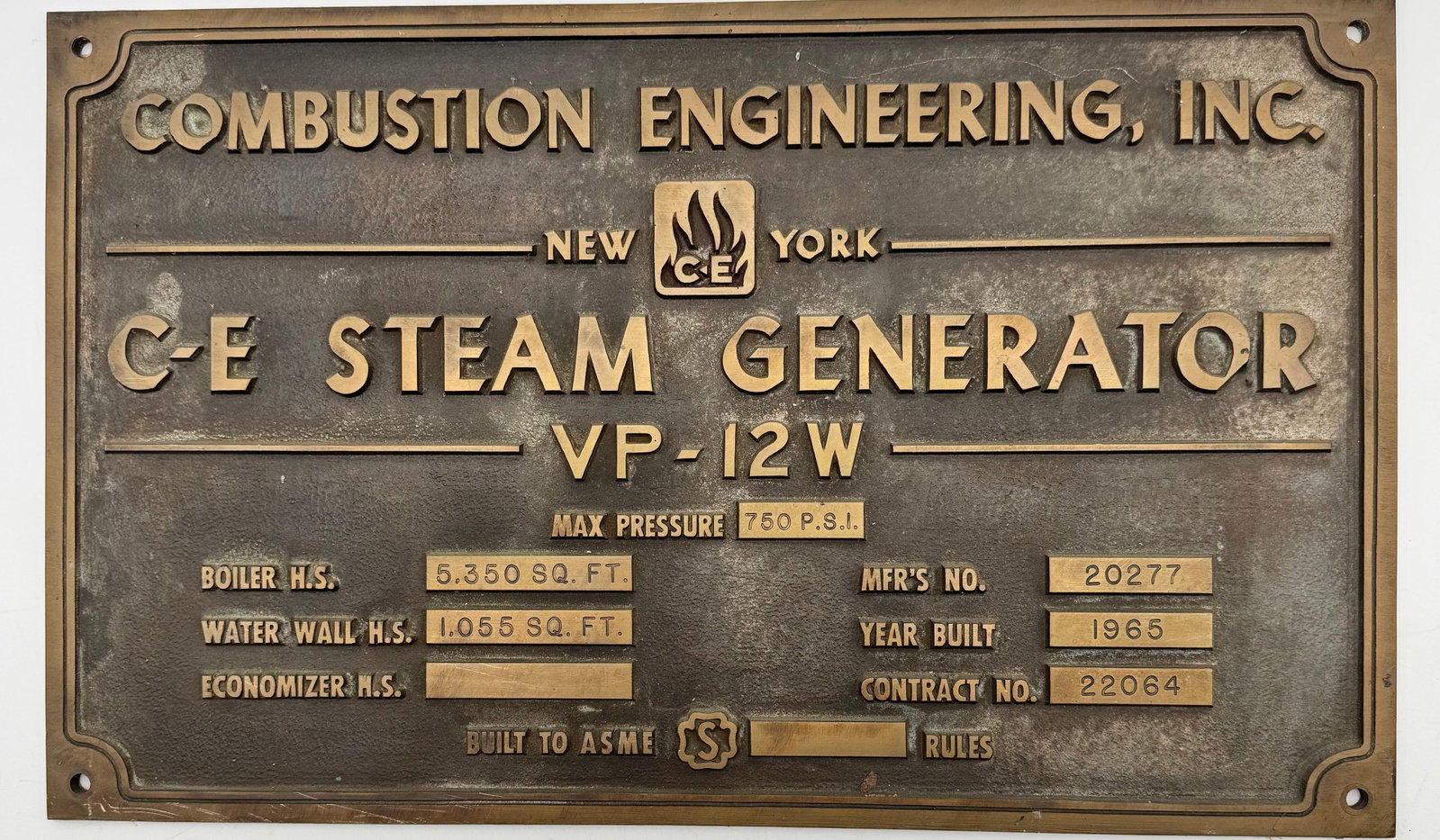 Vintage Combustion Engineering Steam Generator Brass Plate (1 of 7)
