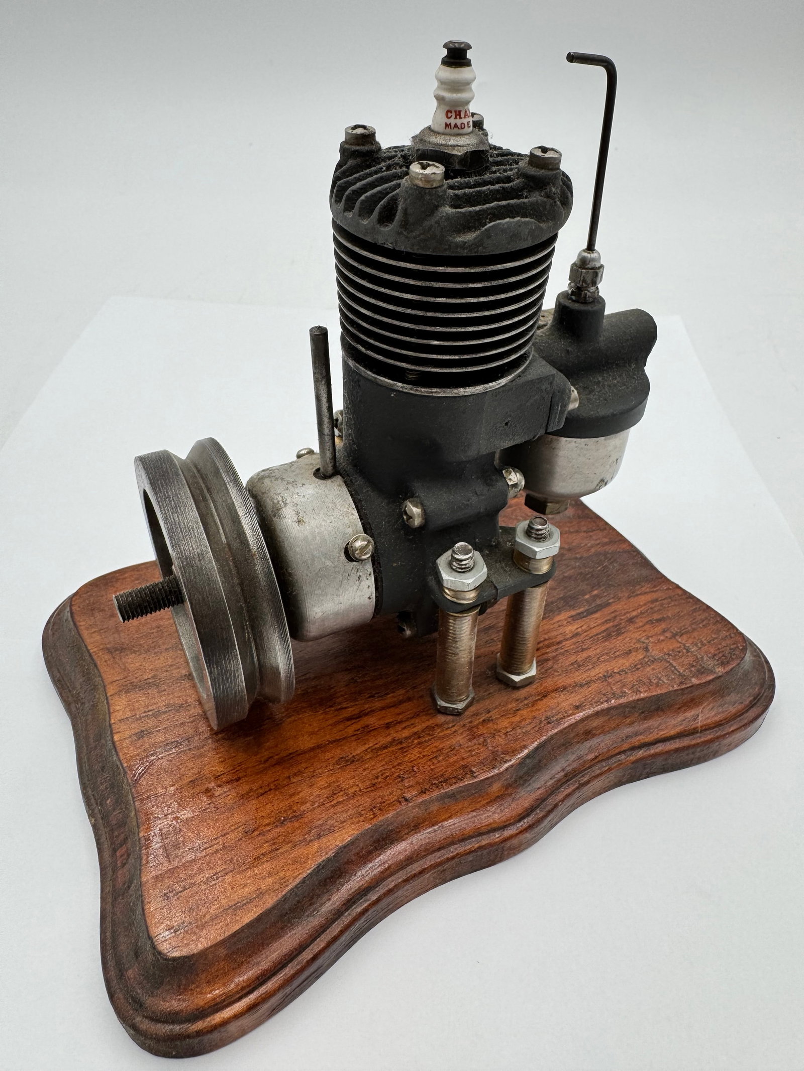 Vintage Model Airplane Gas Engine w/ Original Champion Spark Plug Display (1 of 7)