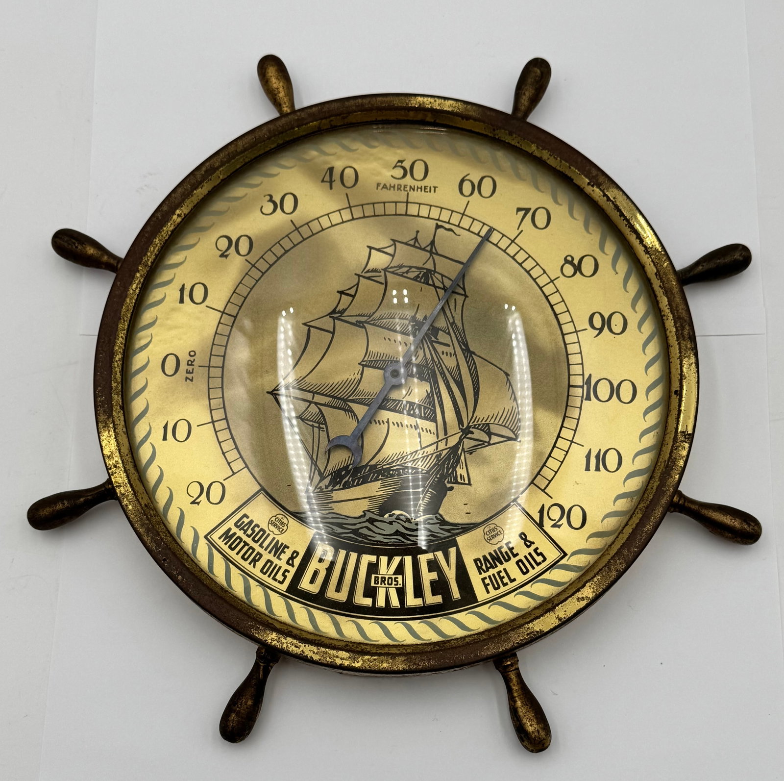 Antique Bulkley Bros Oil Advertising Thermometer Nautical Wall Display (1 of 7)
