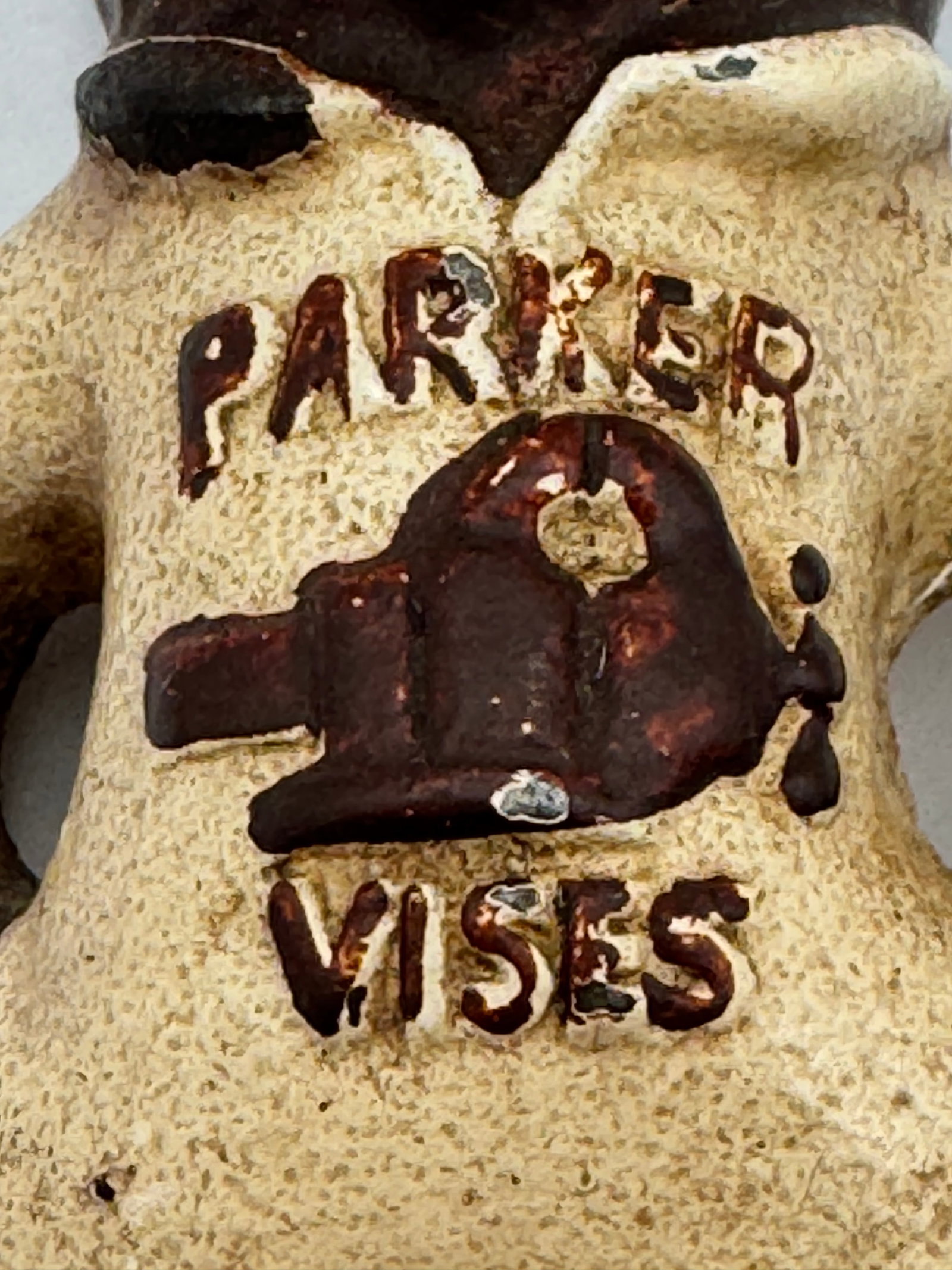 Ultra Rare Parker Vises Cast Iron Bear Mascot Advertising Figure w/ Original Paint - 4