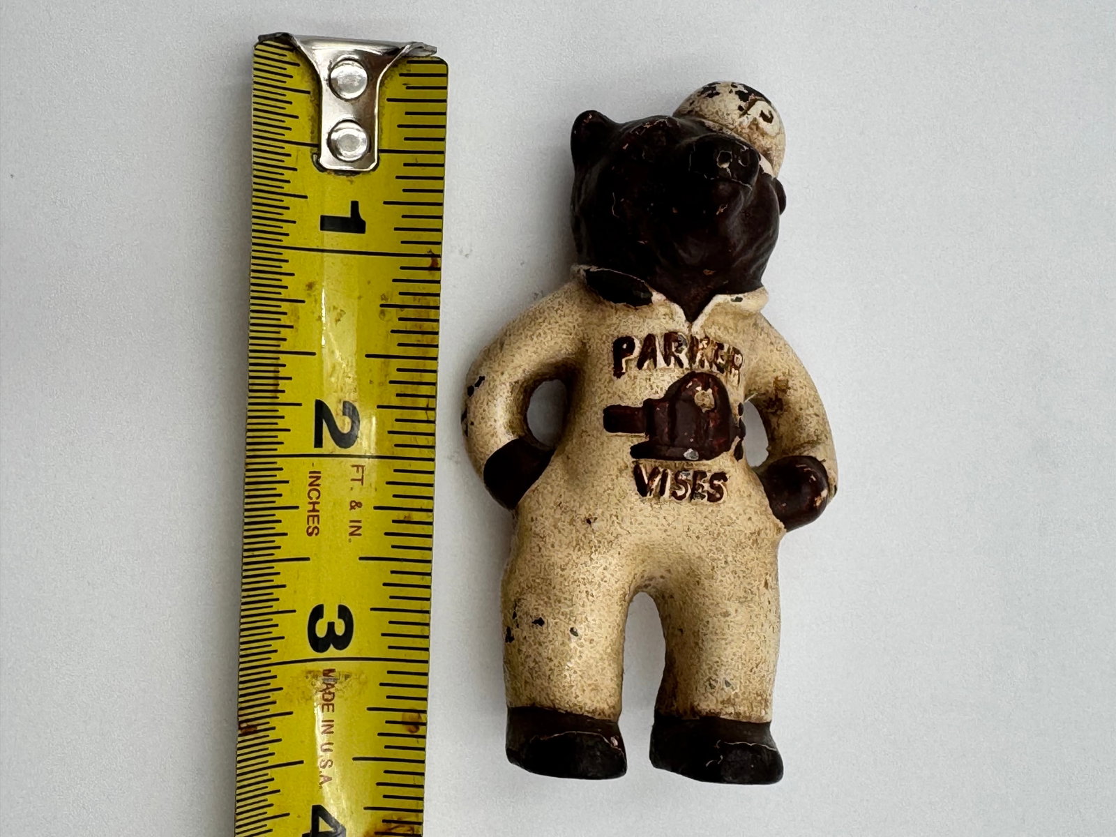 Ultra Rare Parker Vises Cast Iron Bear Mascot Advertising Figure w/ Original Paint - 5