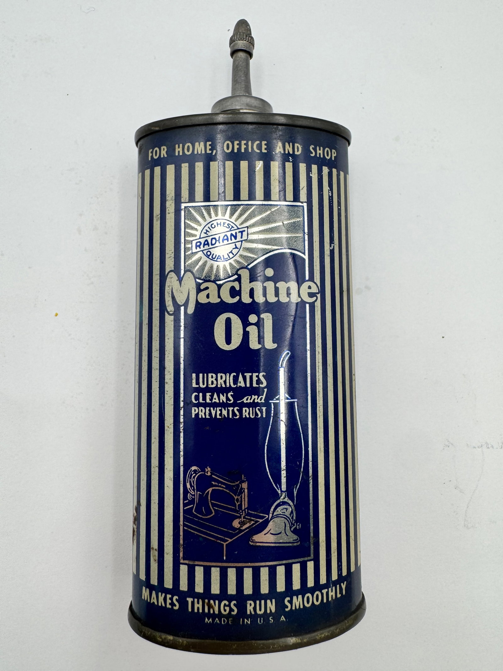 Rare Radiant Machine Oil Advertising Tin Oiler Art Deco Household Lubricant Can (1 of 5)