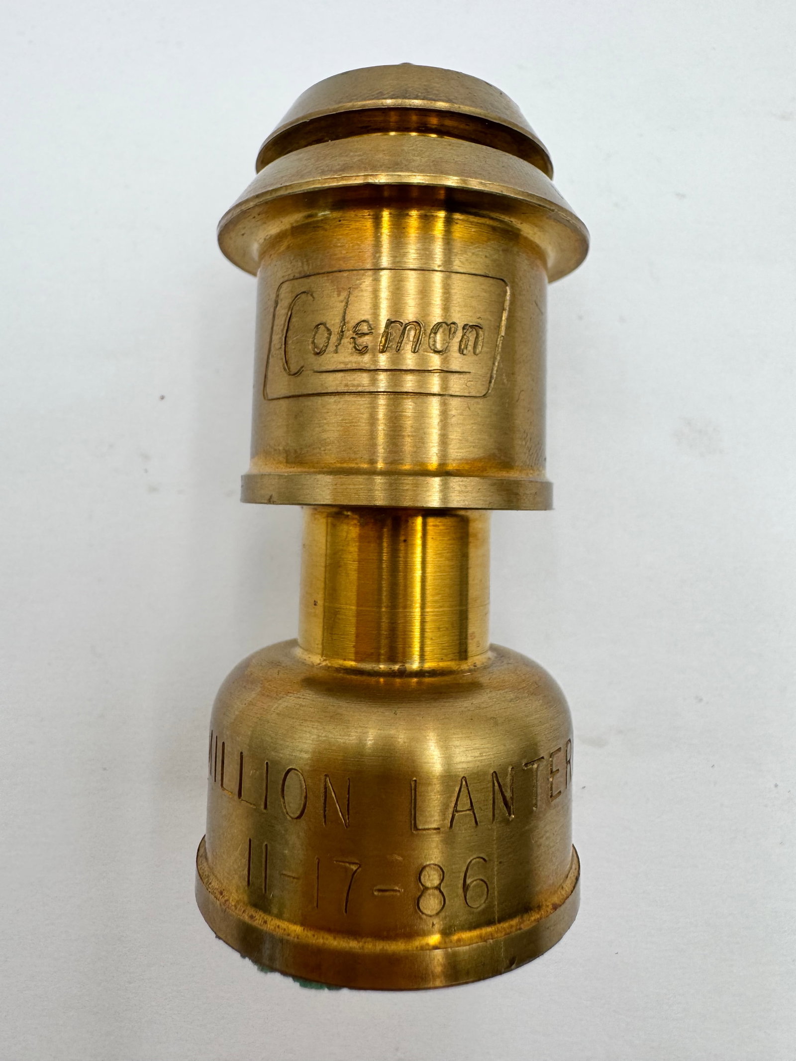 Vintage Coleman Million Lantern Brass Commemorative Advertising Paperweight 1986 (1 of 10)