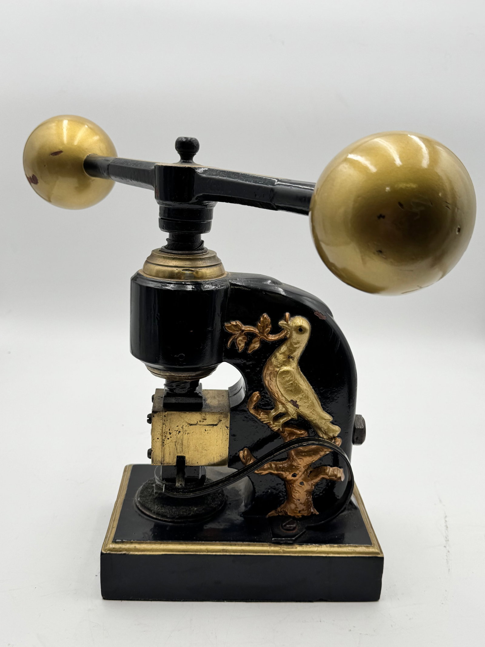 Antique Cast Iron Dove Seal Press Embosser w/ Brass Balls & Bird Motif (1 of 11)