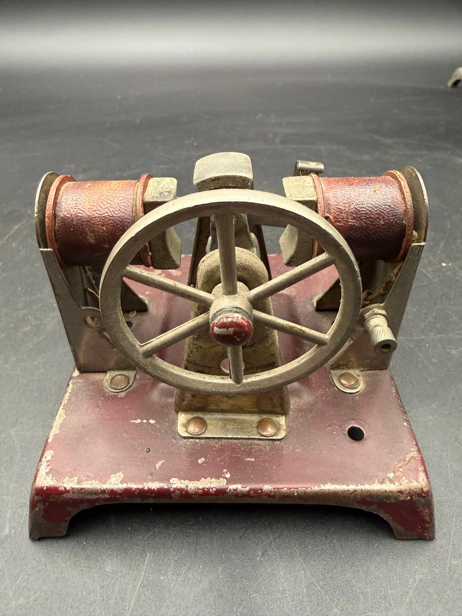 Antique Weeden No. 117 Motor: This electric motor is possibly a Weeden No. 117 motor that was manufactured by the Weeden Manufacturing Company of New Bedford, Massachusetts from around 1916 until 1918. The motor turns the drive