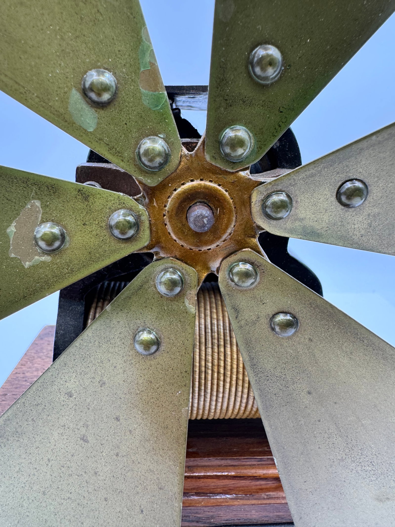 Antique 1890s Bipolar Porter Motor No. 4 Brass Blade Fan Porter & Leavitt Electric Motor Co - 2