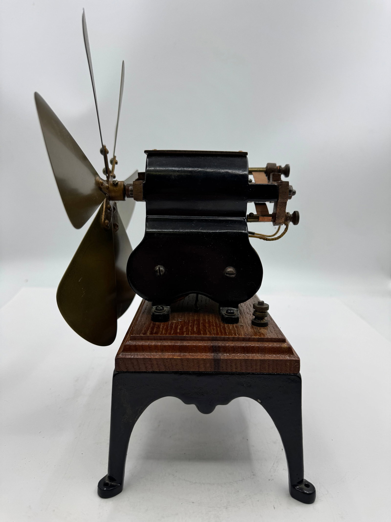 Antique 1890s Bipolar Porter Motor No. 4 Brass Blade Fan Porter & Leavitt Electric Motor Co - 3