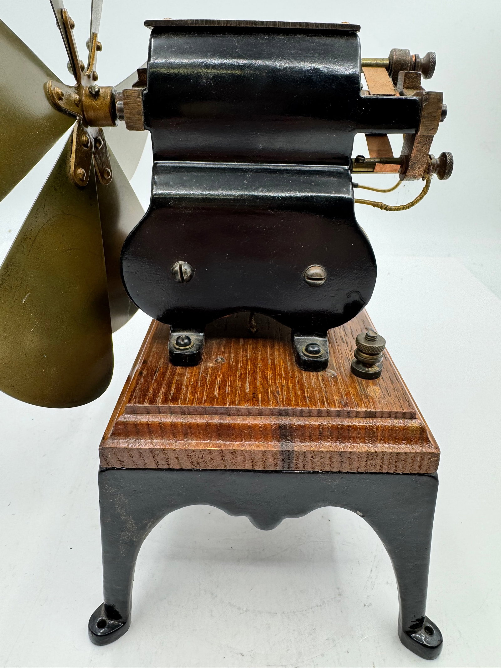 Antique 1890s Bipolar Porter Motor No. 4 Brass Blade Fan Porter & Leavitt Electric Motor Co - 4