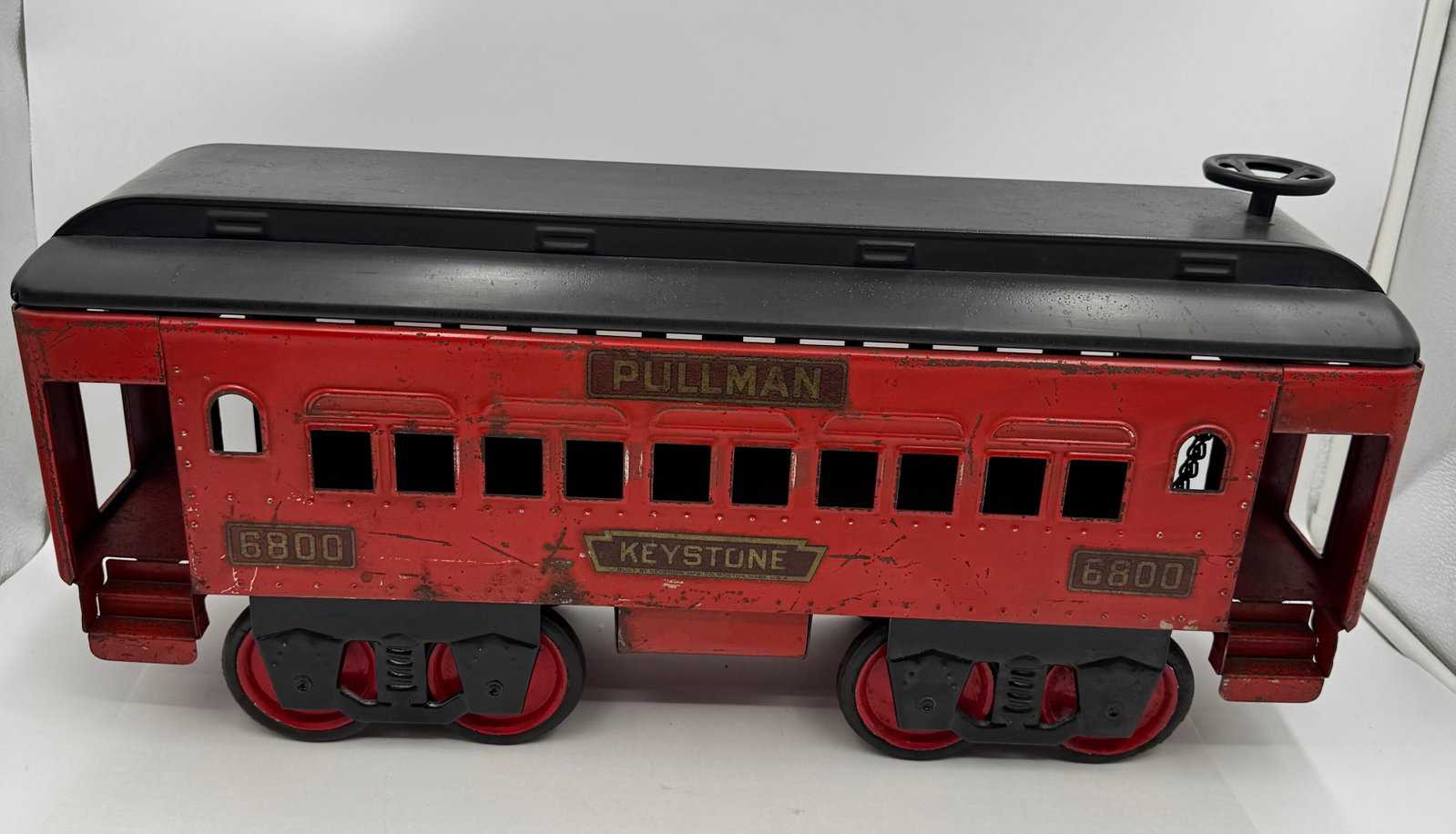 Antique Keystone Pullman 6800 Ride-On Train Toy Storage Trunk Pressed Steel (1 of 11)
