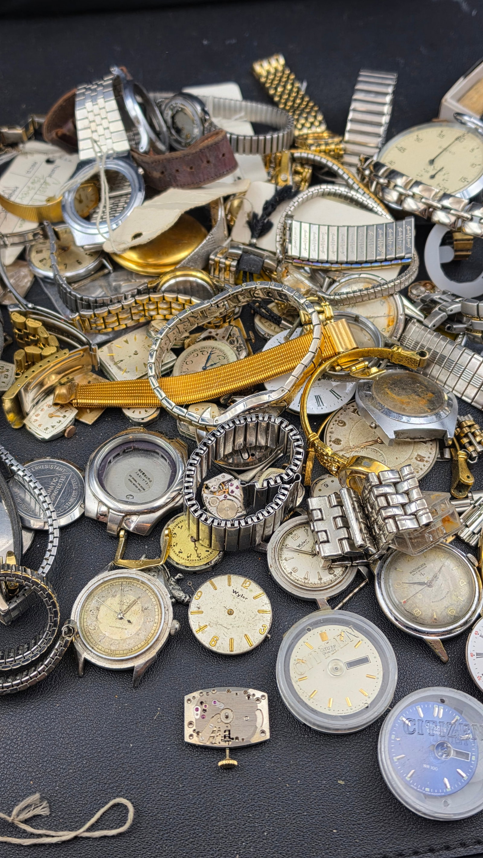 Vintage Watch Parts Lot Elgin Citizen Waltham Wyler Wadsworth Breno Dials Cases Bands Repair (1 of 8)