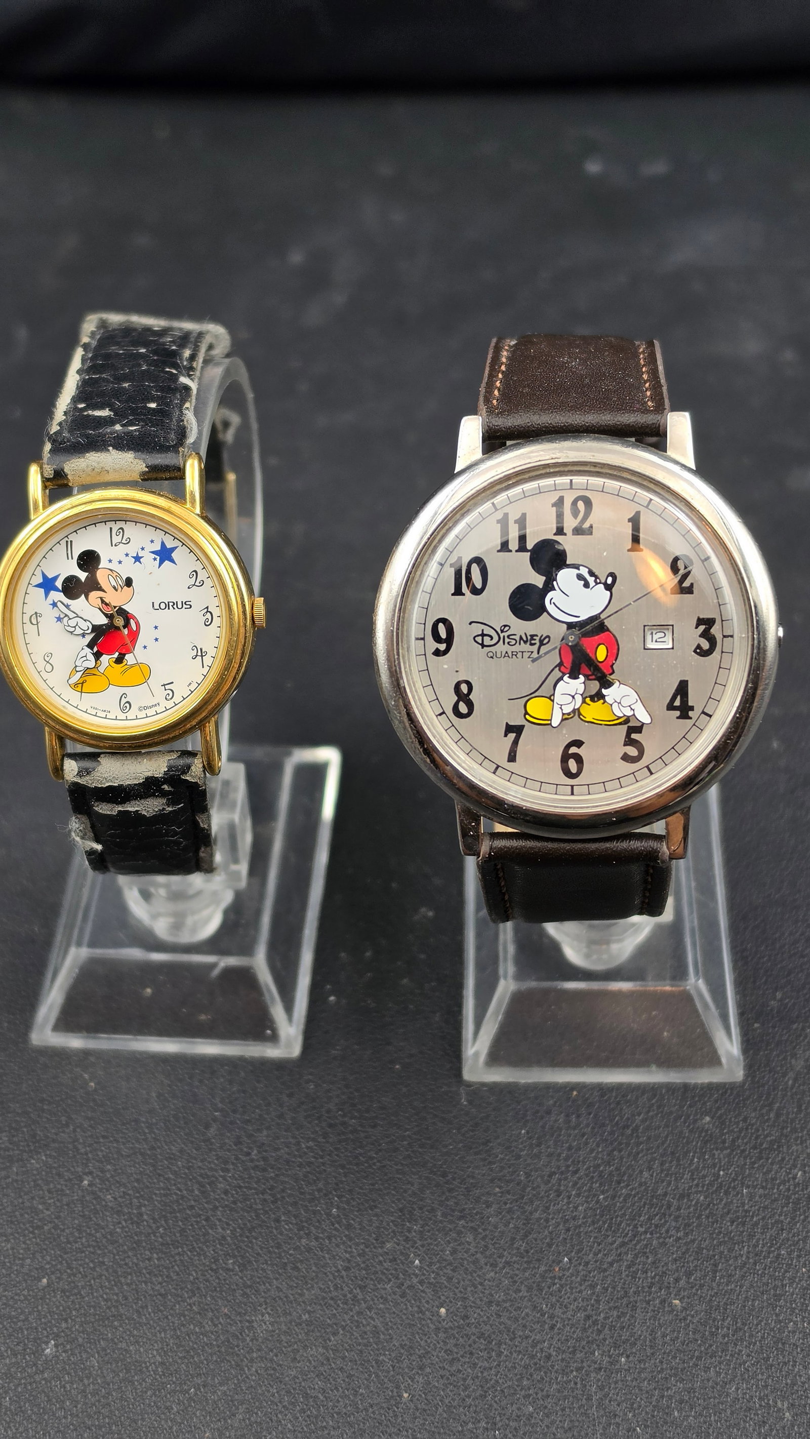 Vintage c. 1990s Mickey Mouse Disney Watch Pair — Lorus Ladies 30mm & Disney Time Works Men's 44mm (1 of 7)