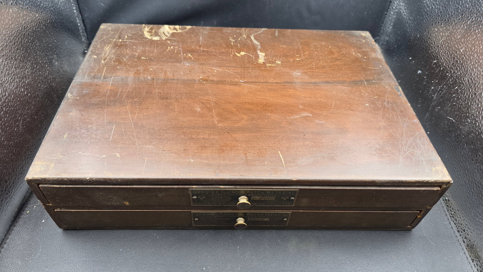 Genuine Hamilton & Illinois Watch Co. Factory Parts Cabinet 2-Drawer Cased Assortment ca. 1920s-1930 (1 of 6)