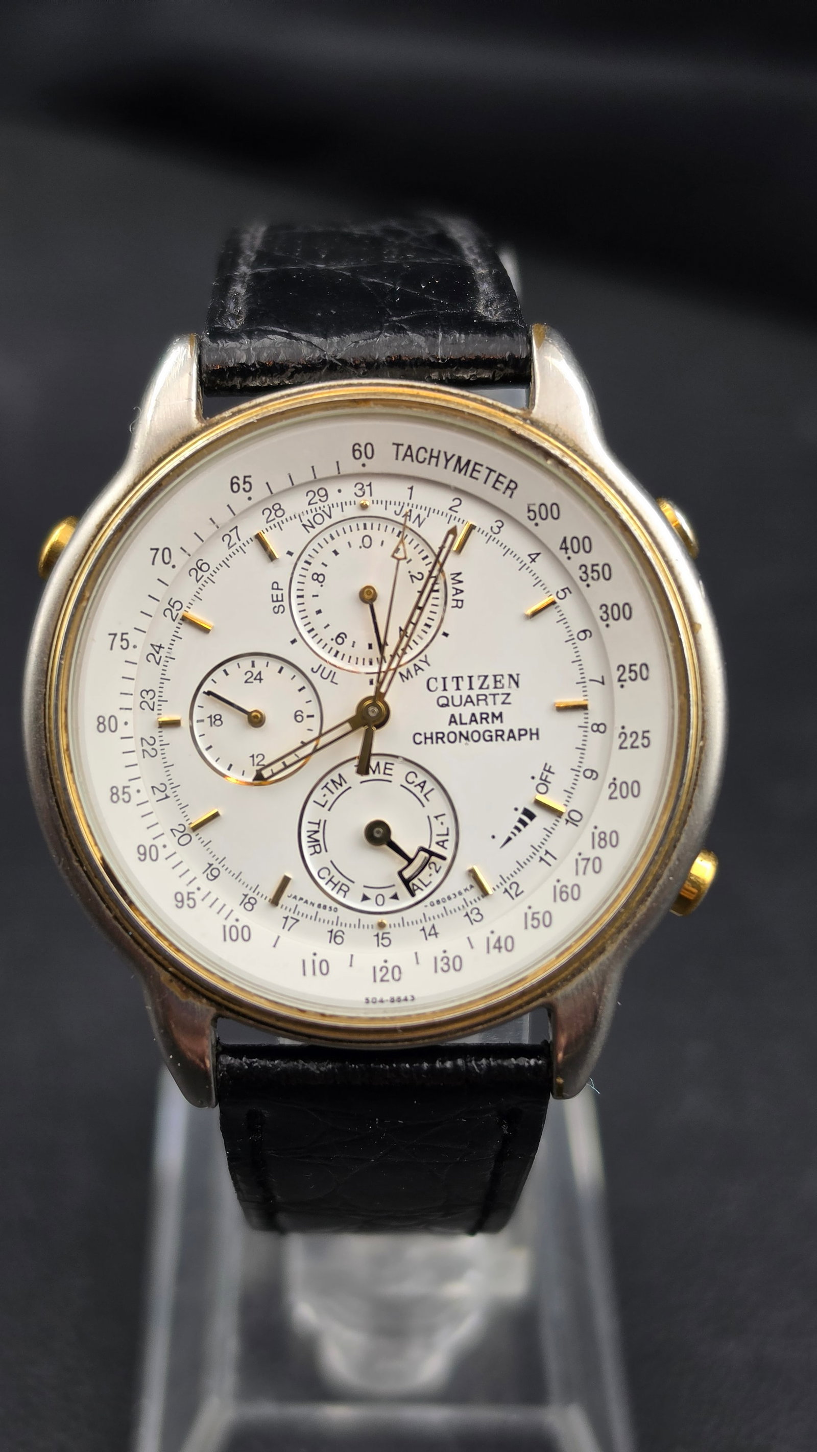 Citizen Quartz Alarm Chronograph Tachymeter Annual Calendar Cal. 6850 Two-Tone c. 1980s Ref G30311 (1 of 9)