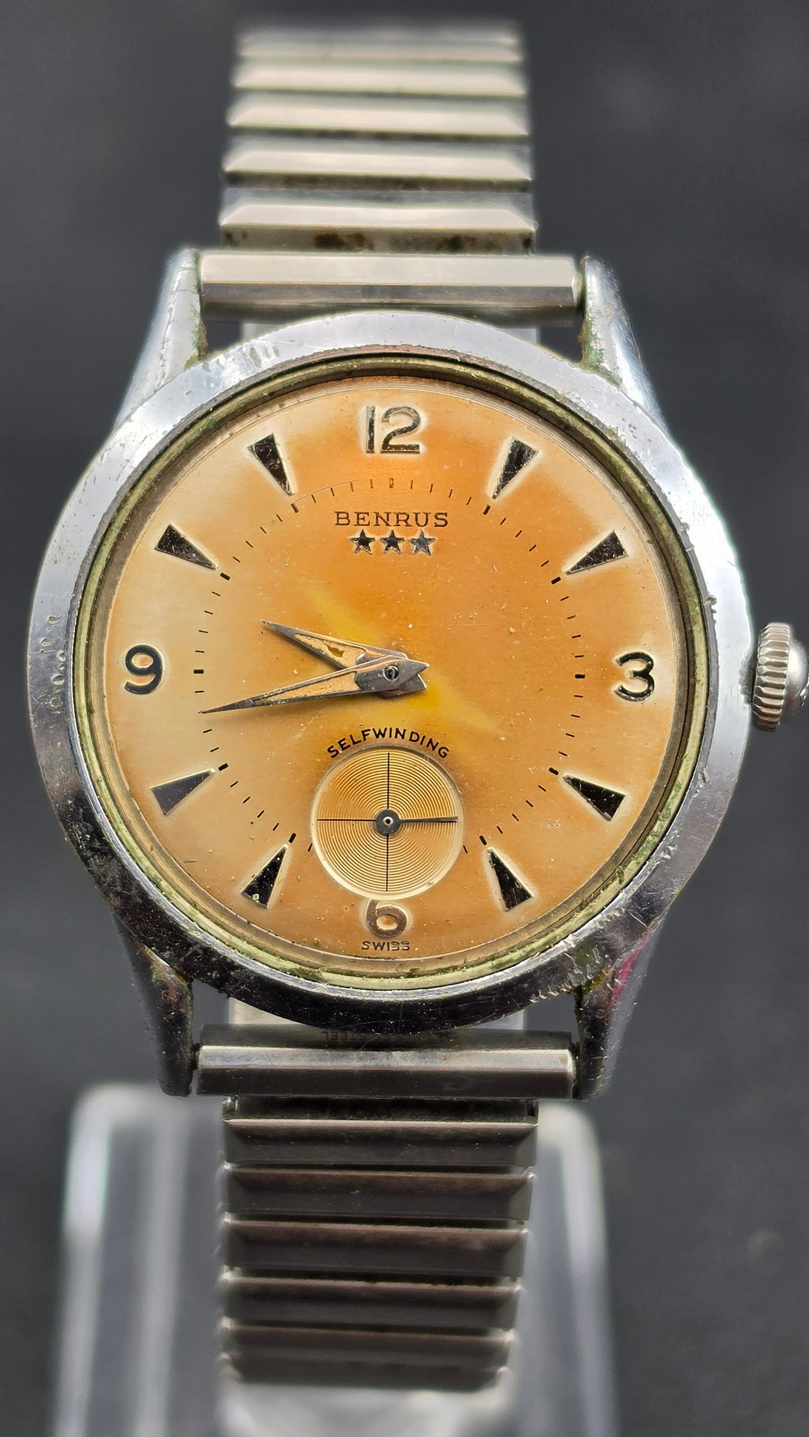 Benrus Three Star Bumper Automatic Swiss 17J Model DT 15 c. 1950s Tropical Dial Running (1 of 9)