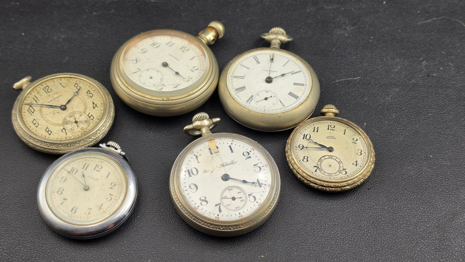 Lot of 6 Antique American Pocket Watches Waltham Hampden Elgin P.S Bartlett Movement 1880s–1920s (1 of 12)