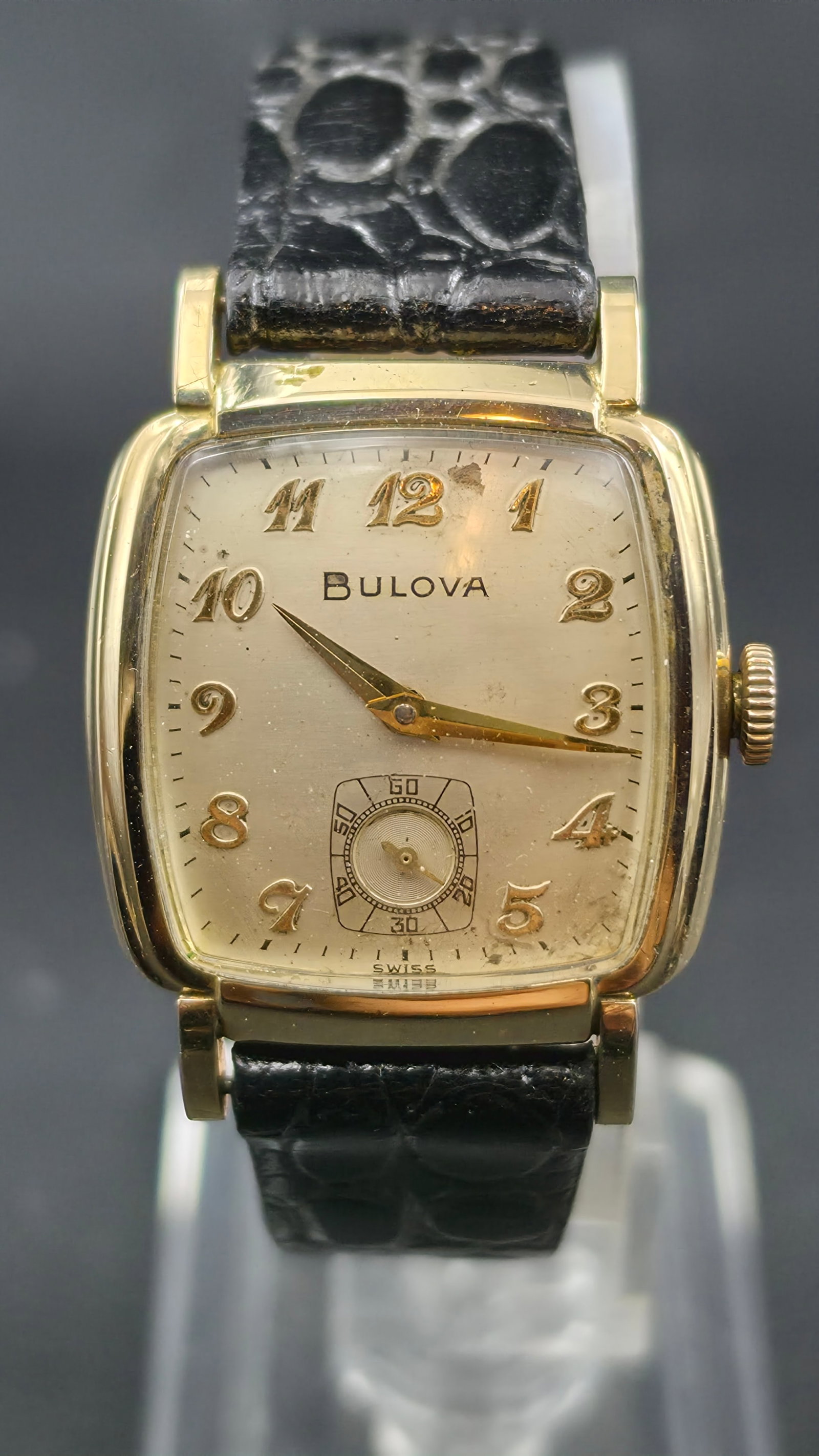 Vintage 1957 Bulova L7 Manual Wind Men's Watch 10K Rolled Gold Plate Cushion Case 27mm (1 of 10)
