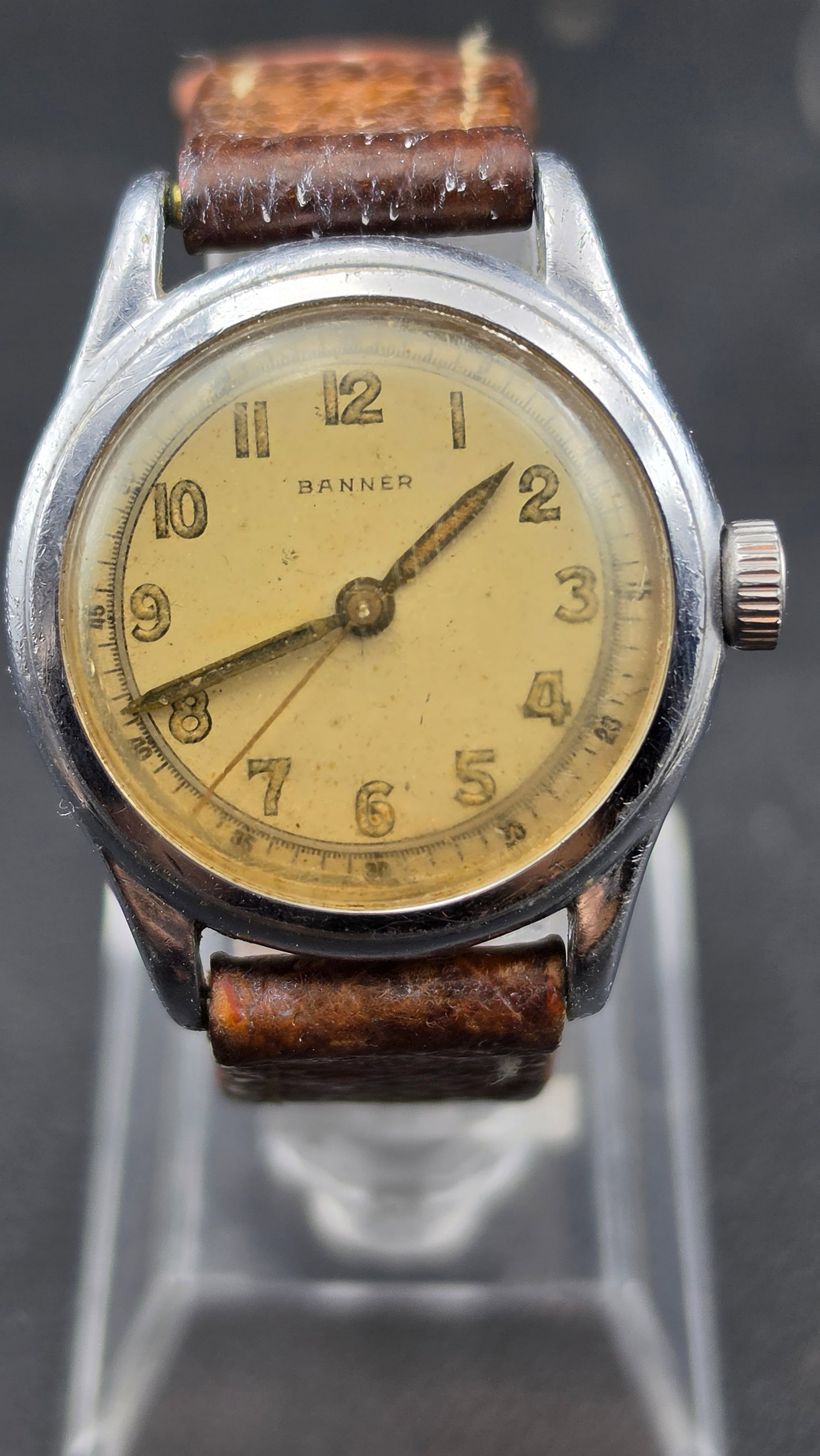Vintage Banner Watch Co. Swiss Manual Wind Men's Field Watch c.1940s–1950s Stainless Steel 31992 (1 of 9)