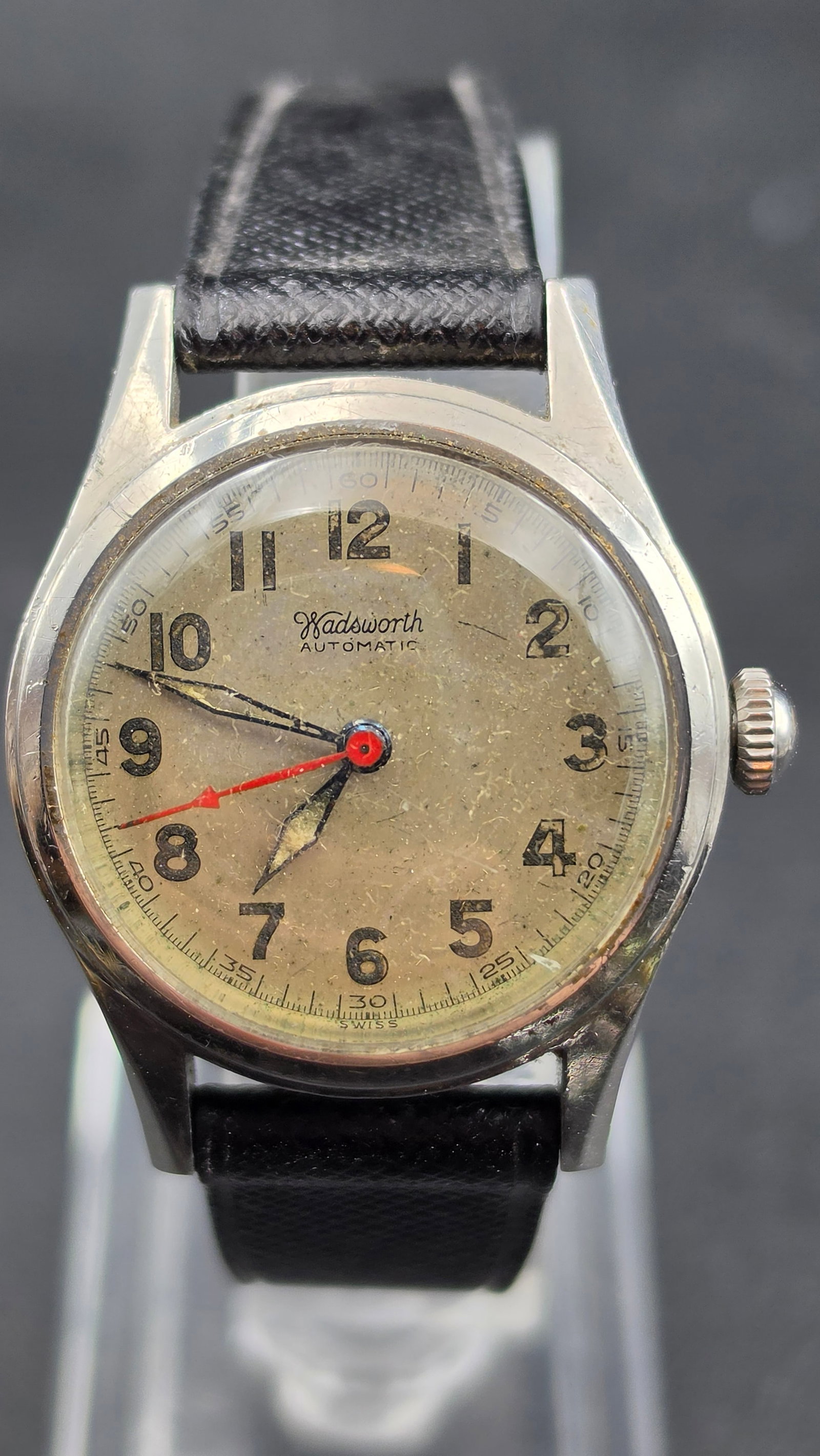 Vintage 1950s Wadsworth Automatic 17 Jewel Swiss Watch Ref 6310 Wadsworth Case Co 37mm Runs (1 of 8)