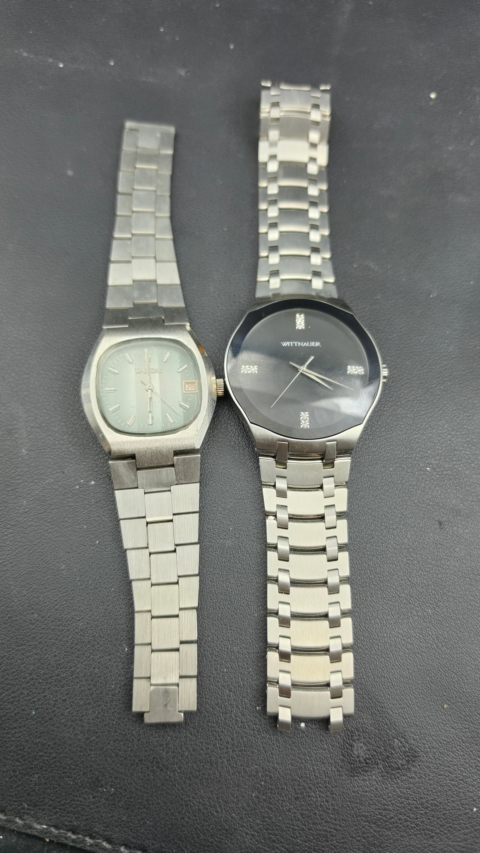 Vintage Watch Lot 2 Pieces Timetone Date 36mm & Wittnauer Diamond Dial 44mm Both Run (1 of 9)